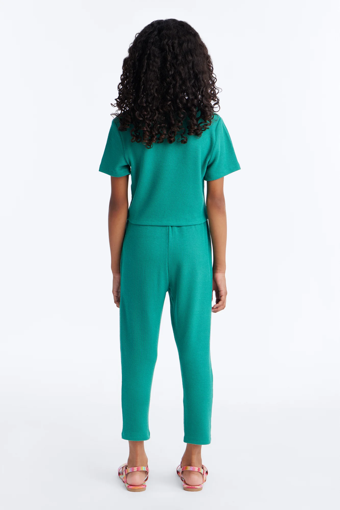 Mini Callie Ribbed Capri Set - Green - Image 3