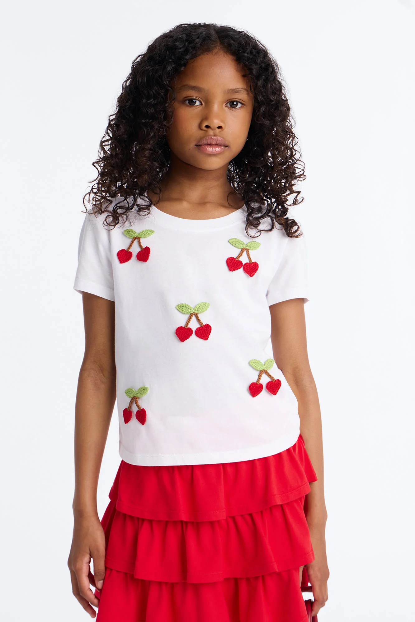 Mini Cherry Happy Skirt Set - Red/White - Image 2