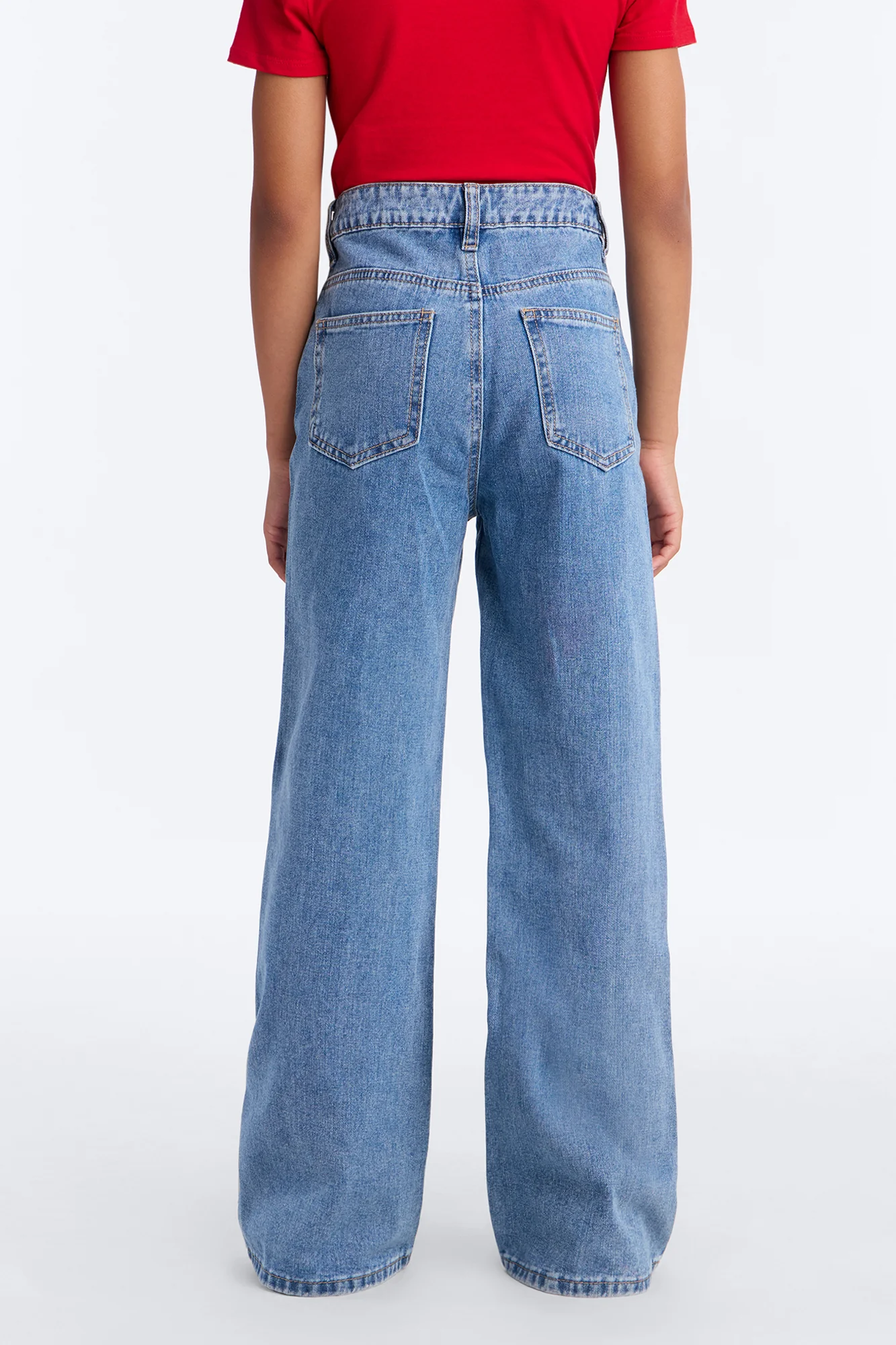 Mini Clara Embroidered Bow Straight Leg Jeans - Light Wash - Image 3