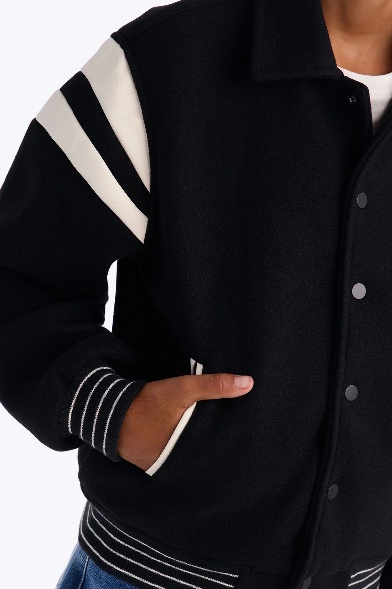 Mini Classic Old School Varsity Jacket - Black - Image 4
