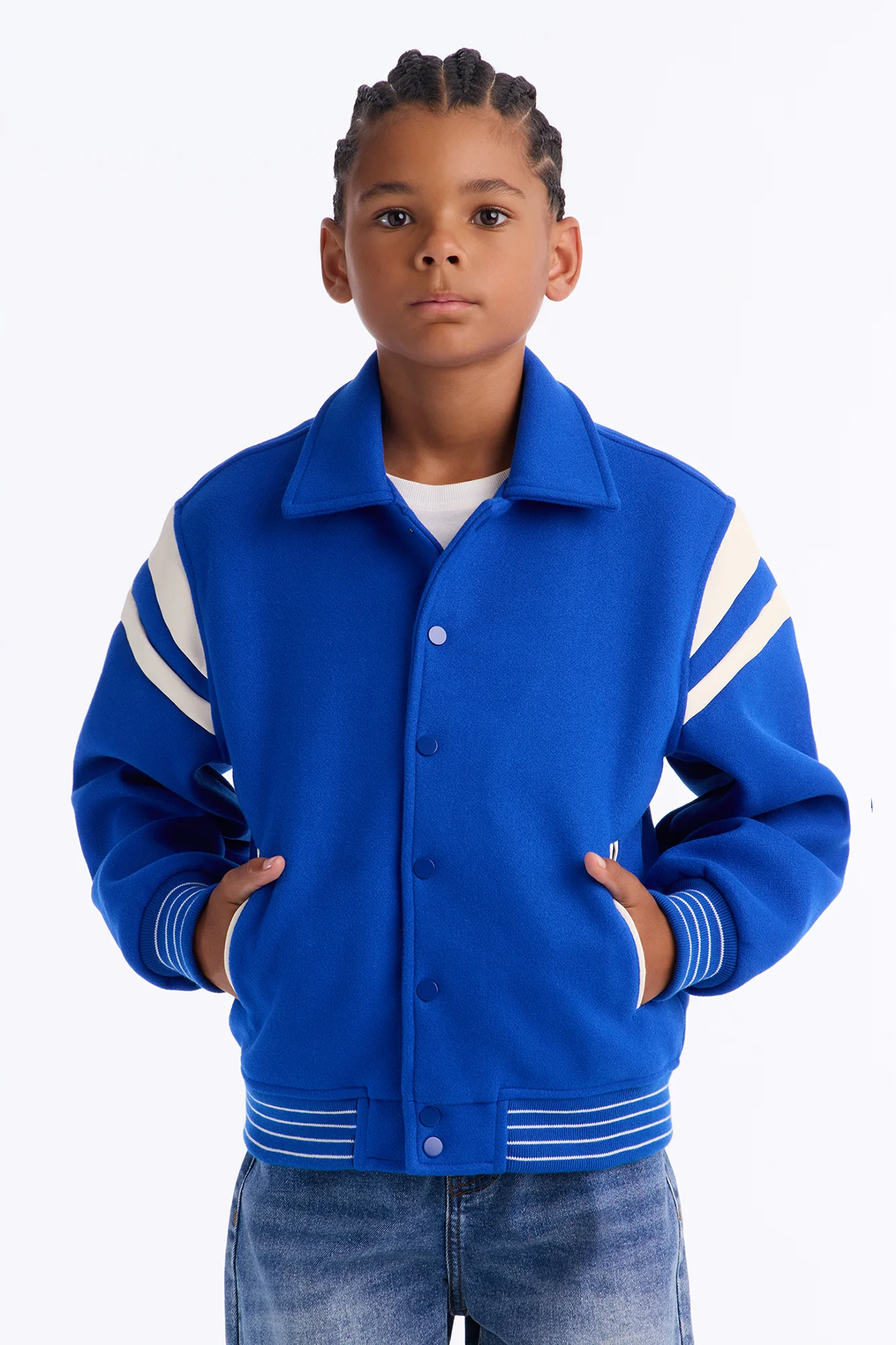 Mini Classic Old School Varsity Jacket - Blue