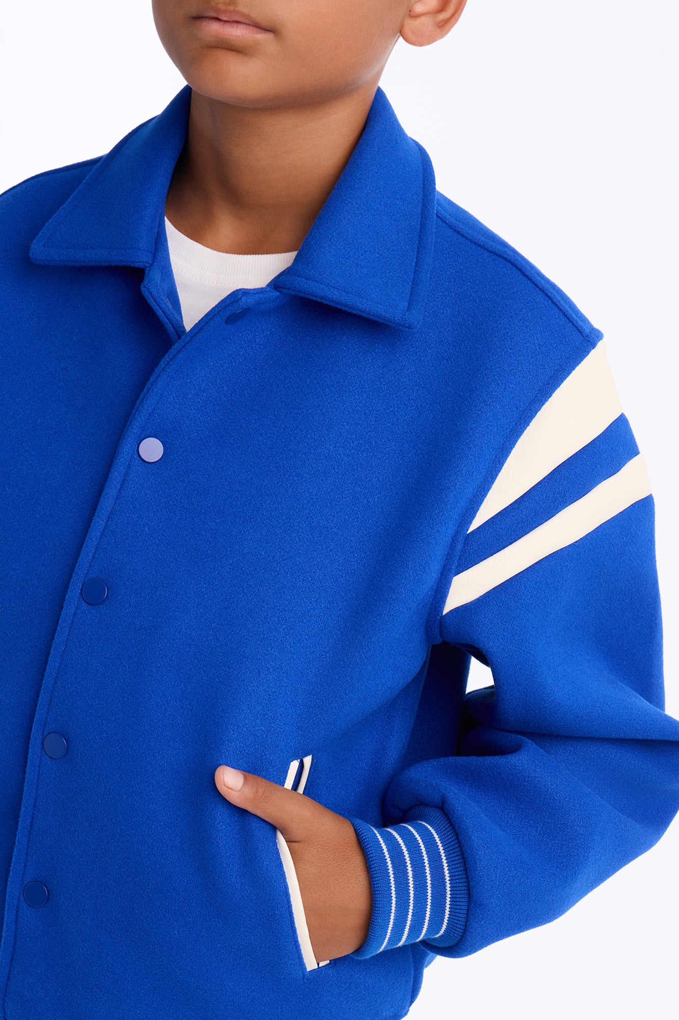 Mini Classic Old School Varsity Jacket - Blue - Image 4