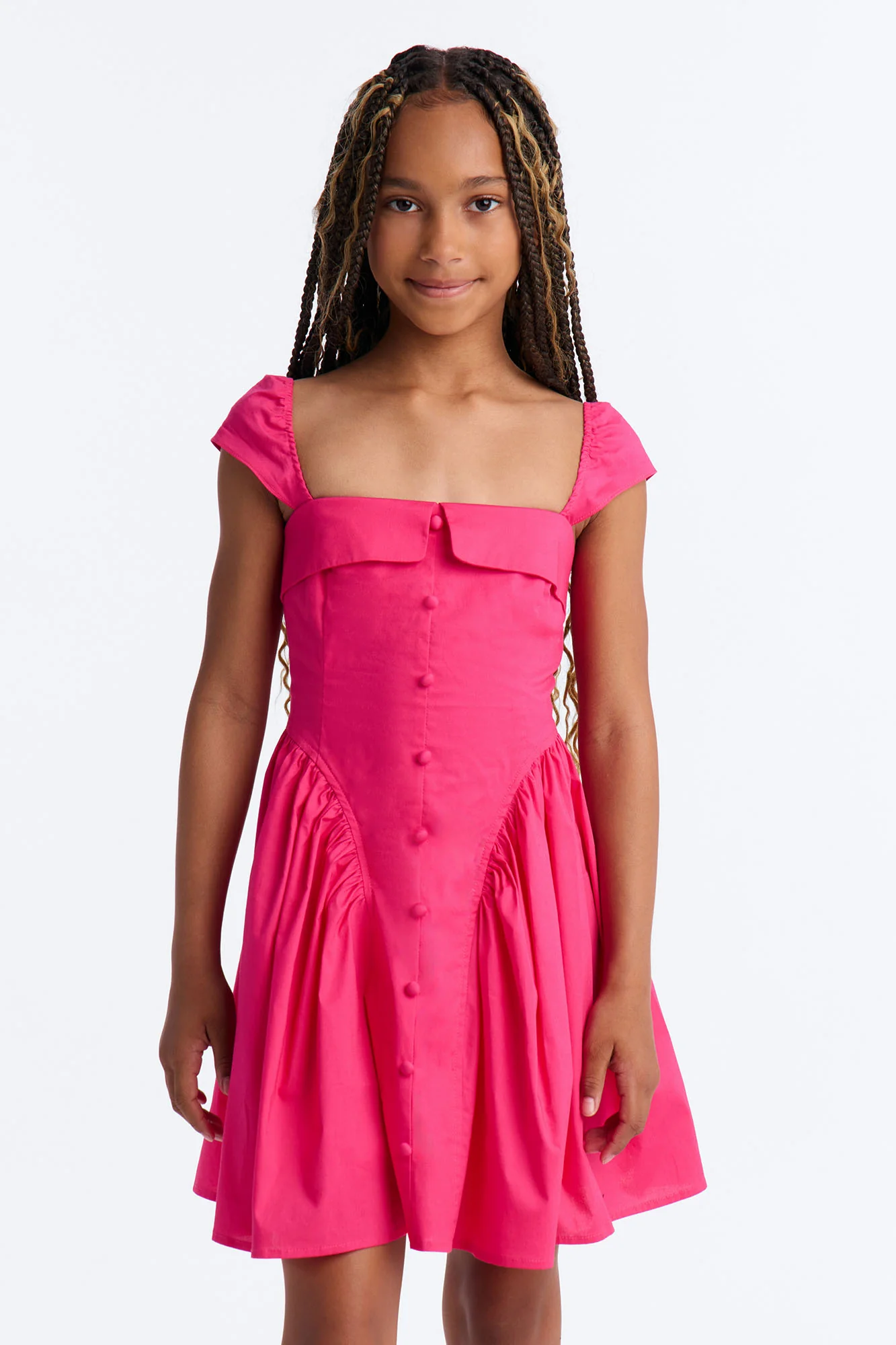 Mini Cleodora Poplin Mini Dress - Fuchsia - Image 2