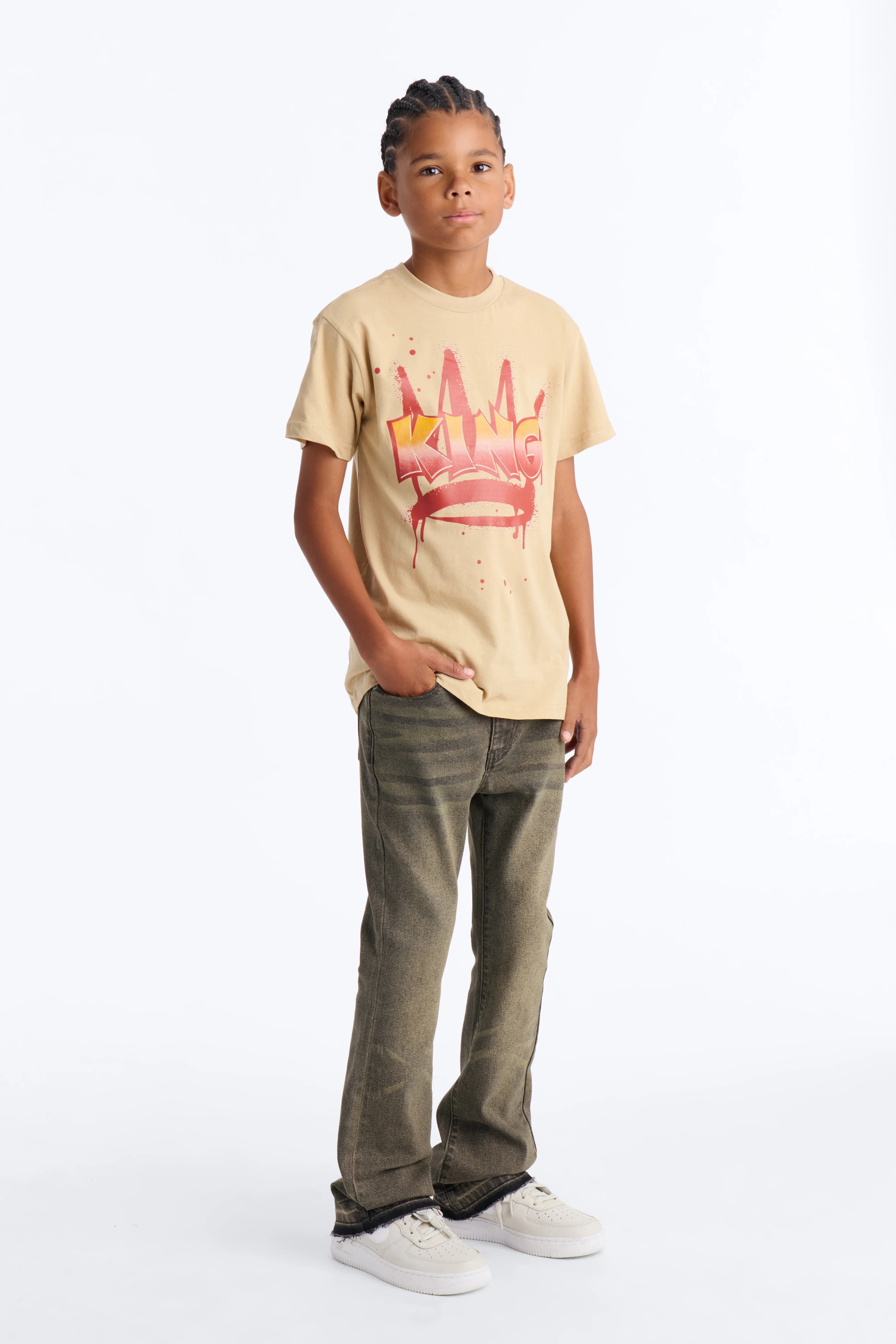 Mini Crowned King Short Sleeve Tee - Sand - Image 2