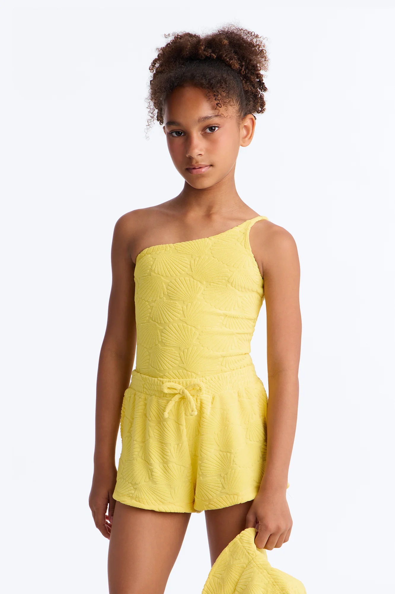 Mini Danielle Terry Cloth 3 Piece Short Set - Yellow - Image 3