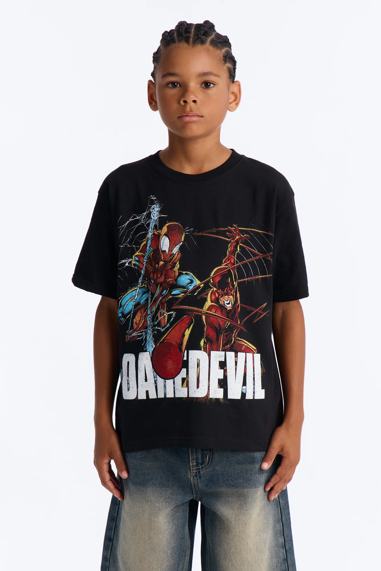 Mini Daredevil And Spiderman Boxy Short Sleeve Tee - Black - Image 2