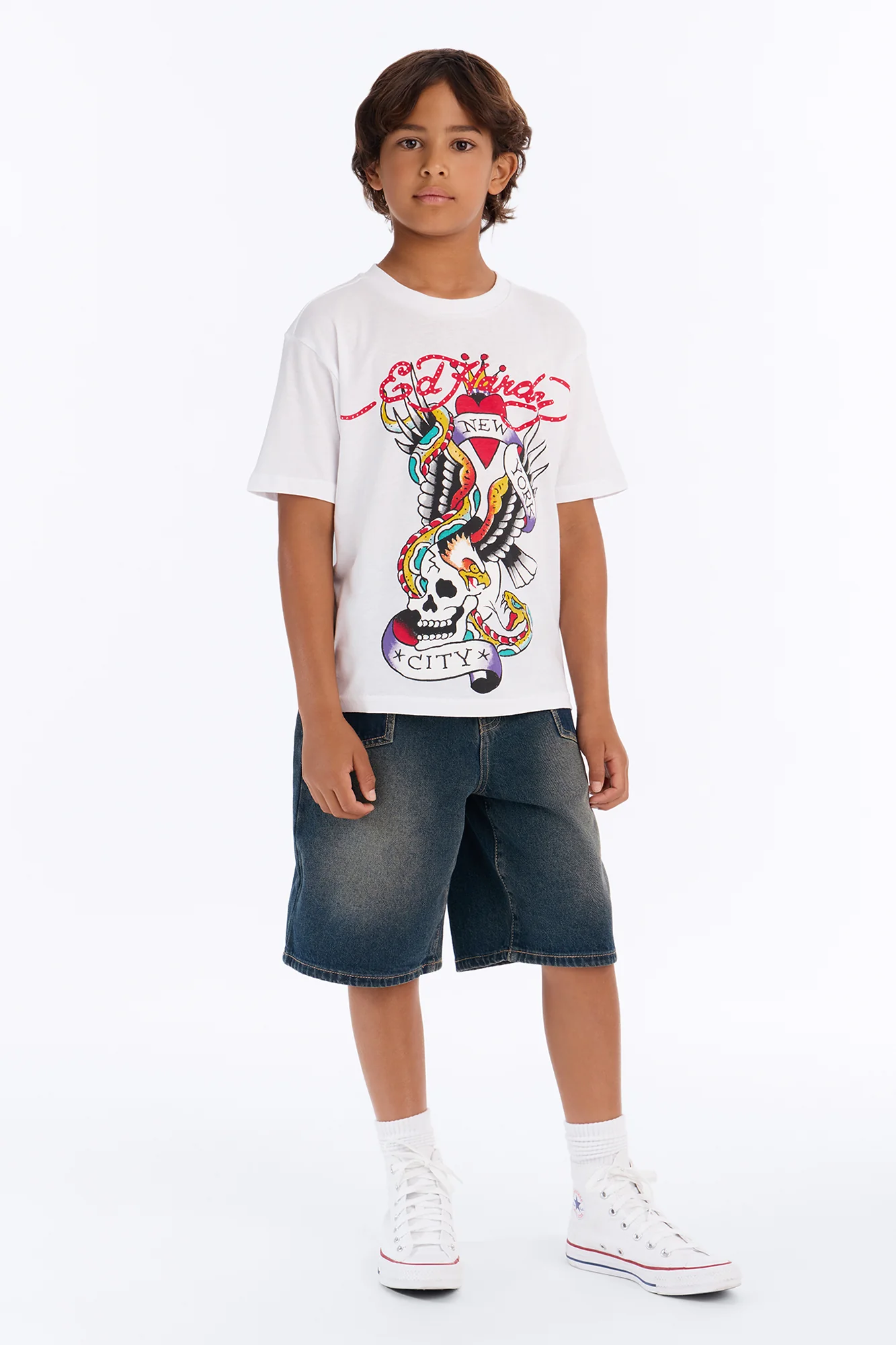 Mini Ed Hardy NYC Front/Back Short Sleeve Tee - White - Image 3