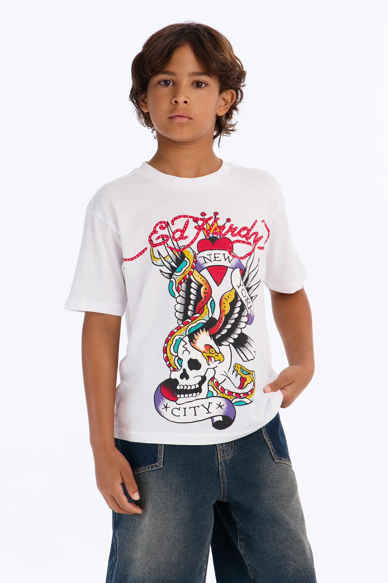 Mini Ed Hardy NYC Front/Back Short Sleeve Tee - White - Image 4