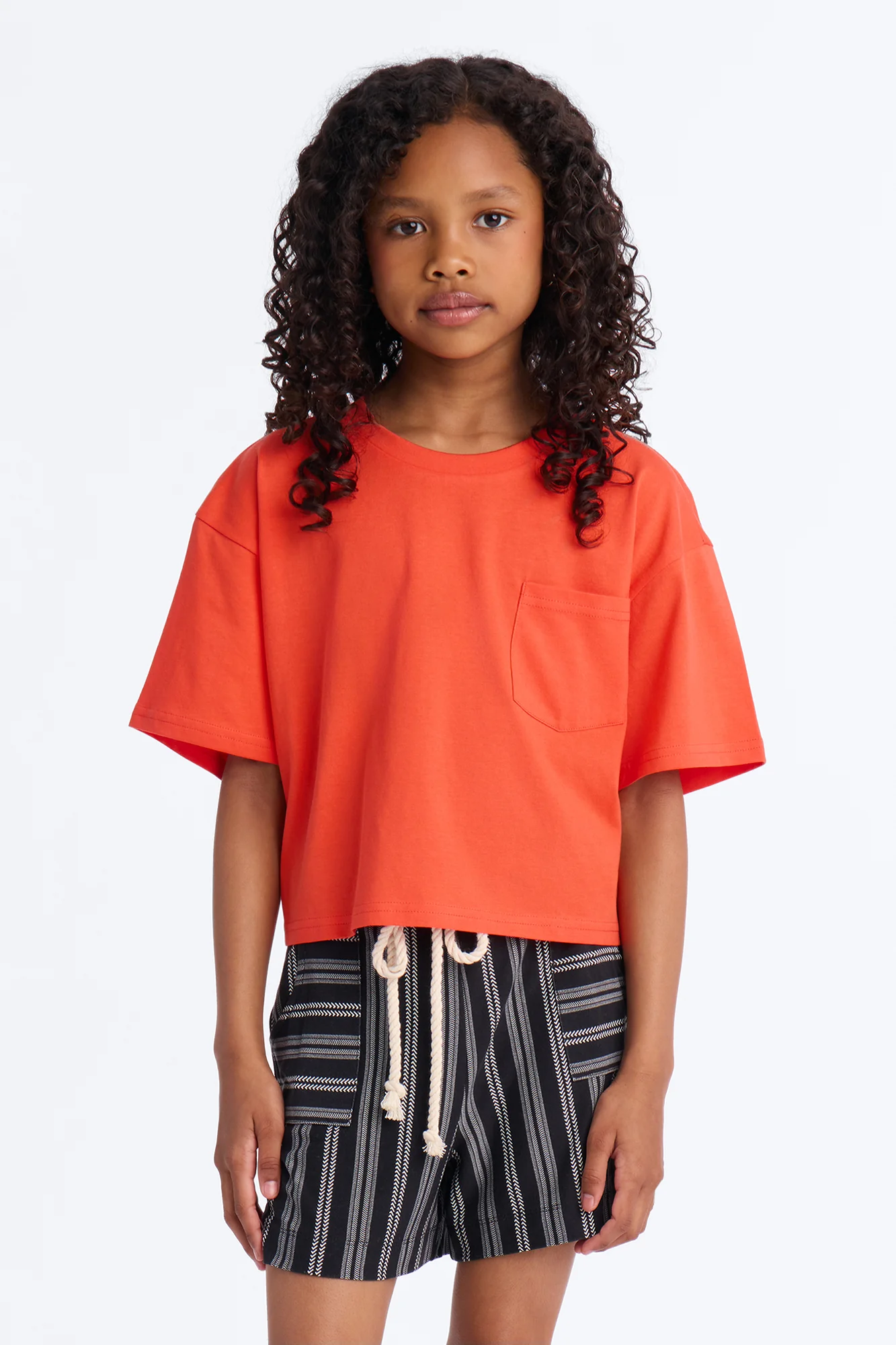 Mini Elisa Relaxed Crop Tee II - Orange