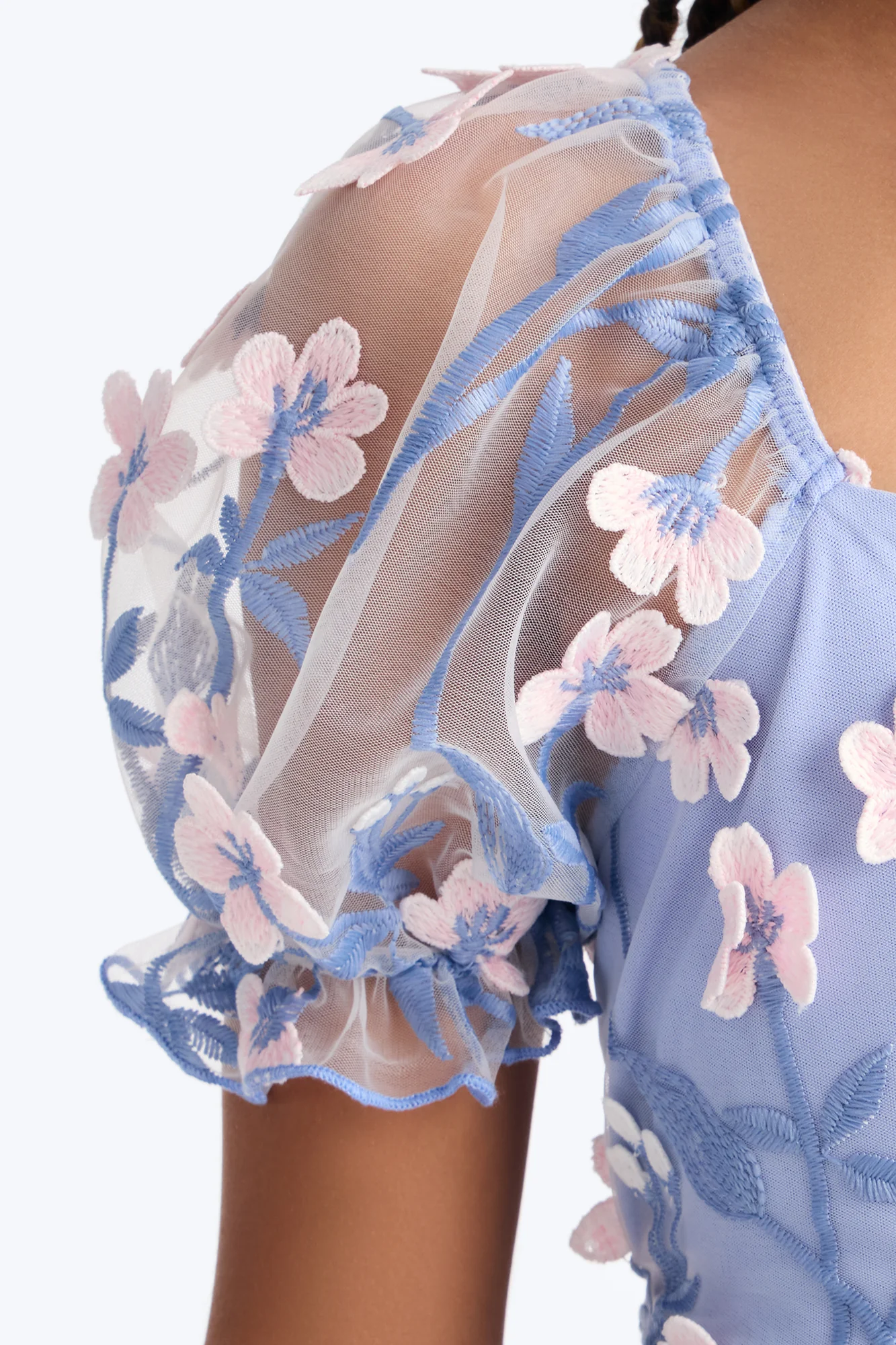 Mini Endless Flowers Dress - Light Blue - Image 3