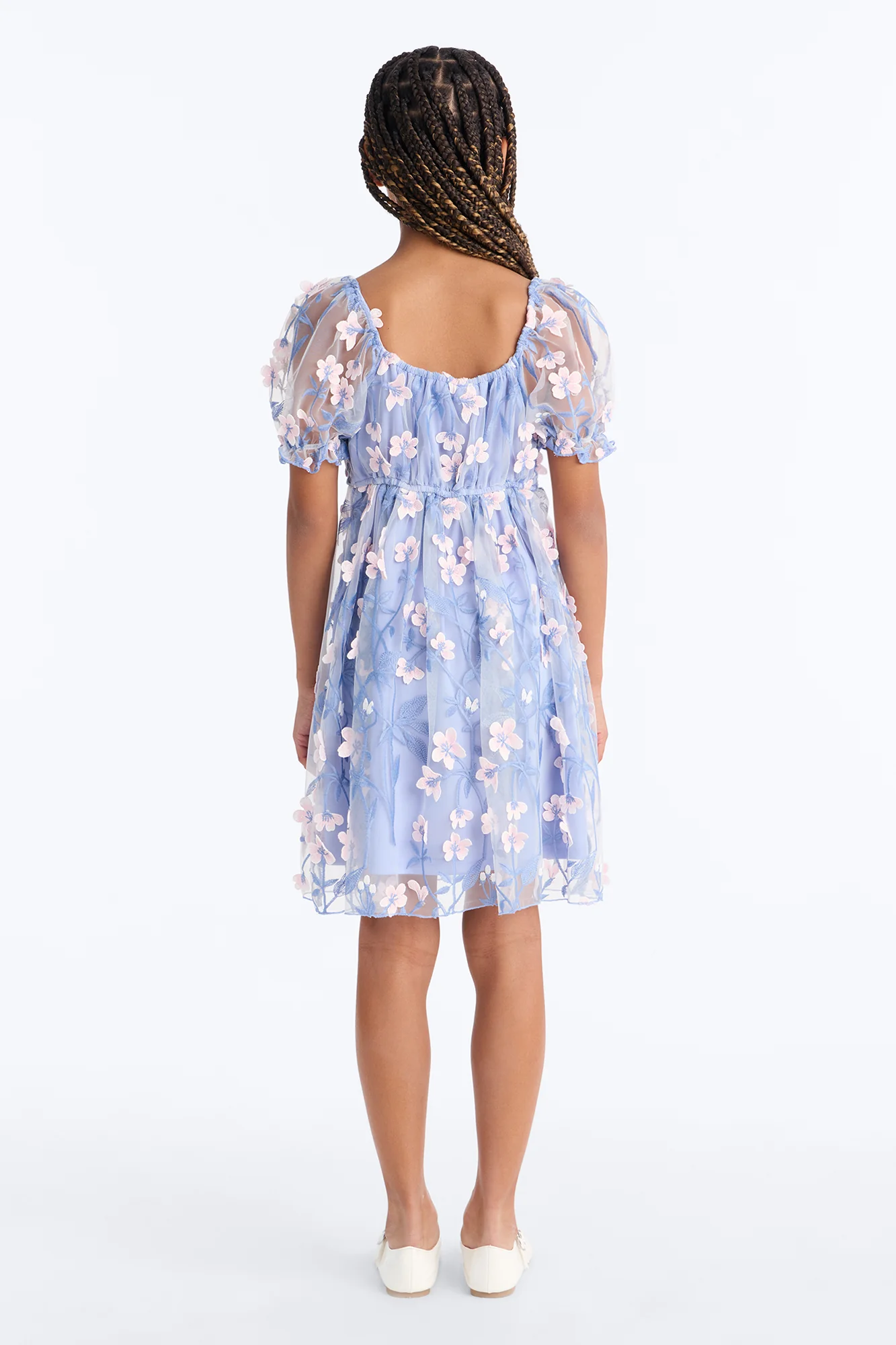 Mini Endless Flowers Dress - Light Blue - Image 4