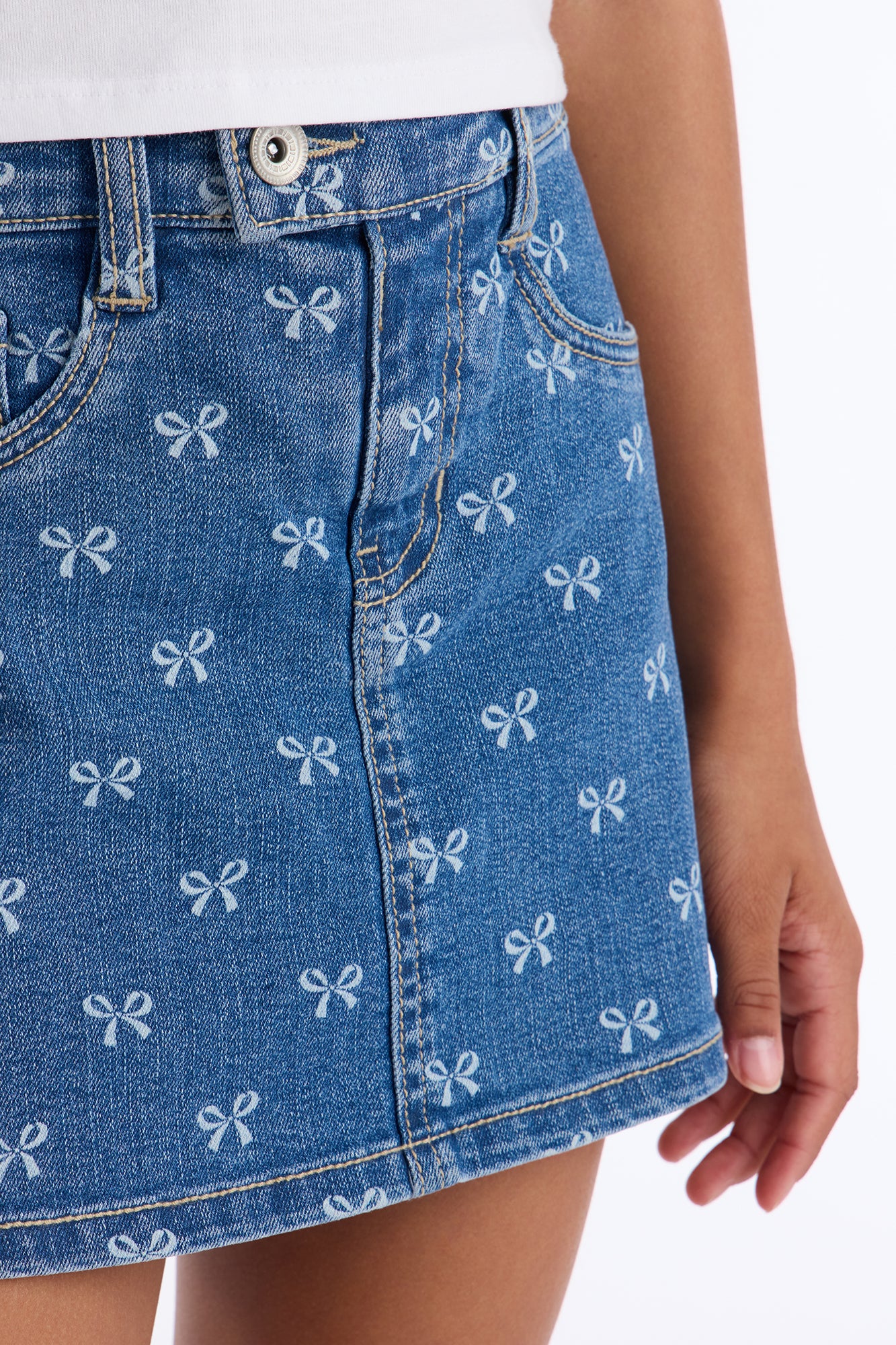 Mini Everything About It Printed Denim Skort - Medium Wash - Image 3
