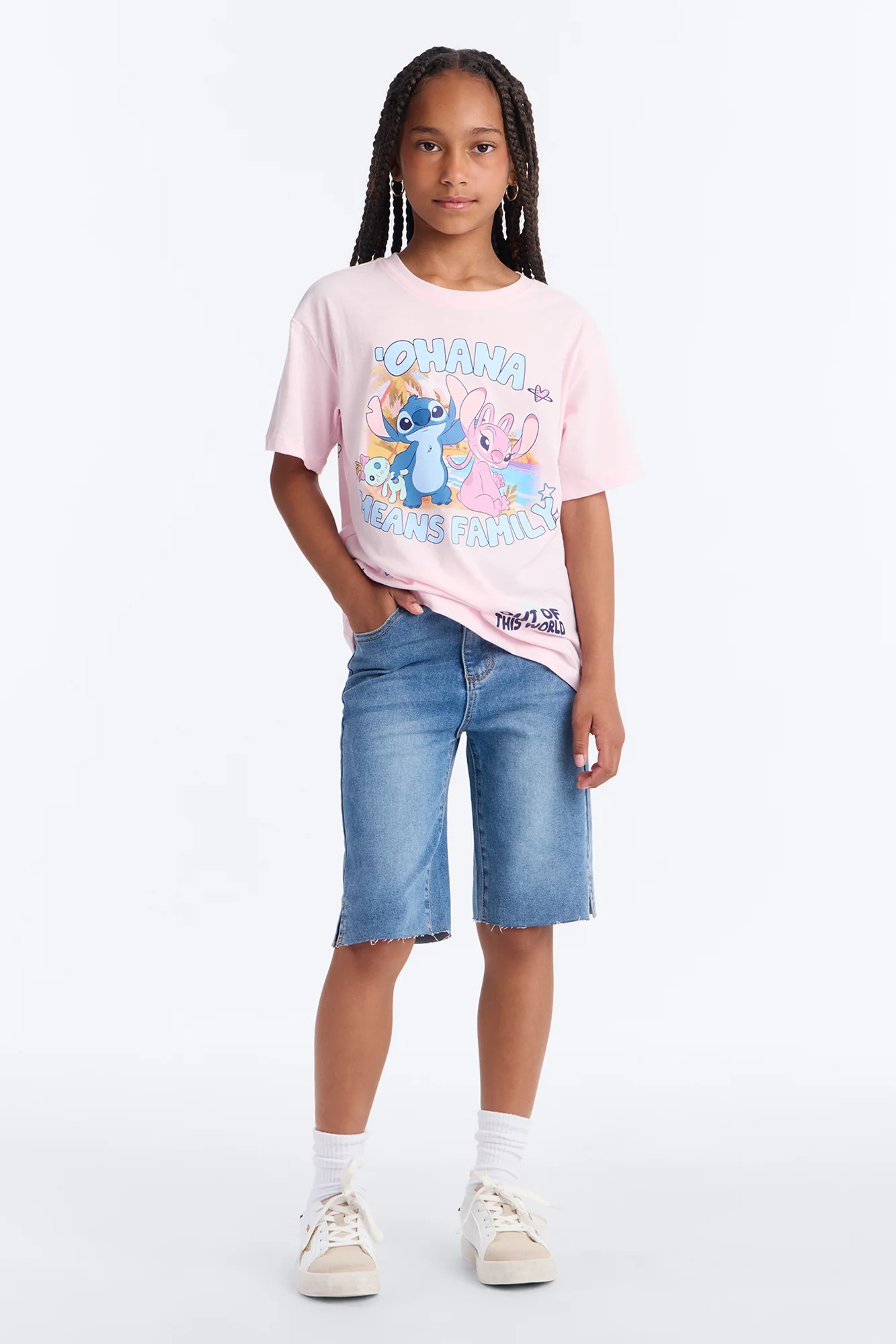 Mini Everything's Good Super Stretch Denim Bermudas - Medium Blue Wash