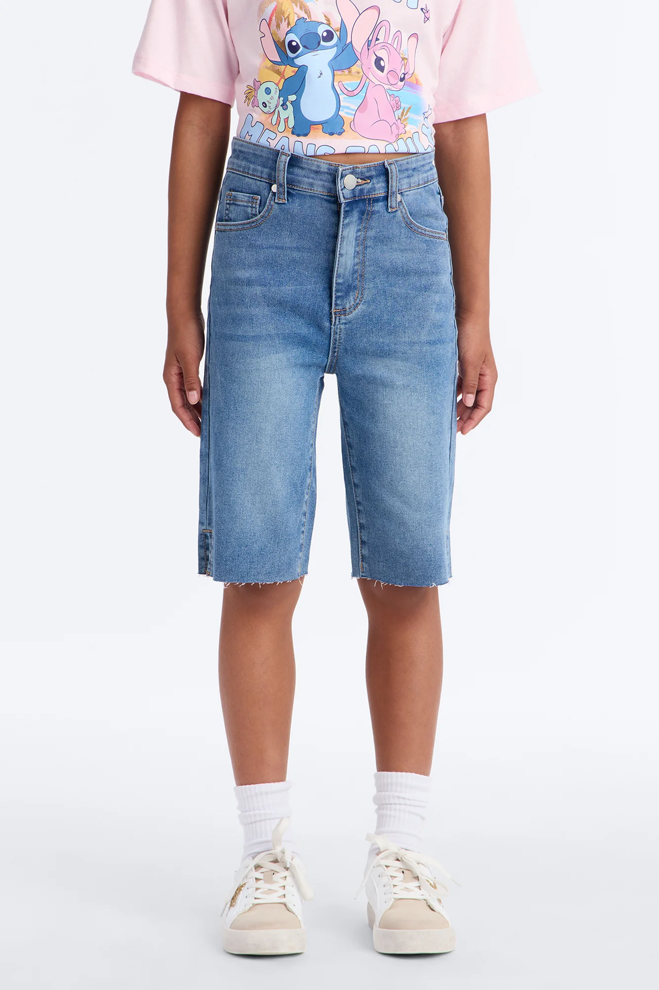 Mini Everything's Good Super Stretch Denim Bermudas - Medium Blue Wash - Image 2