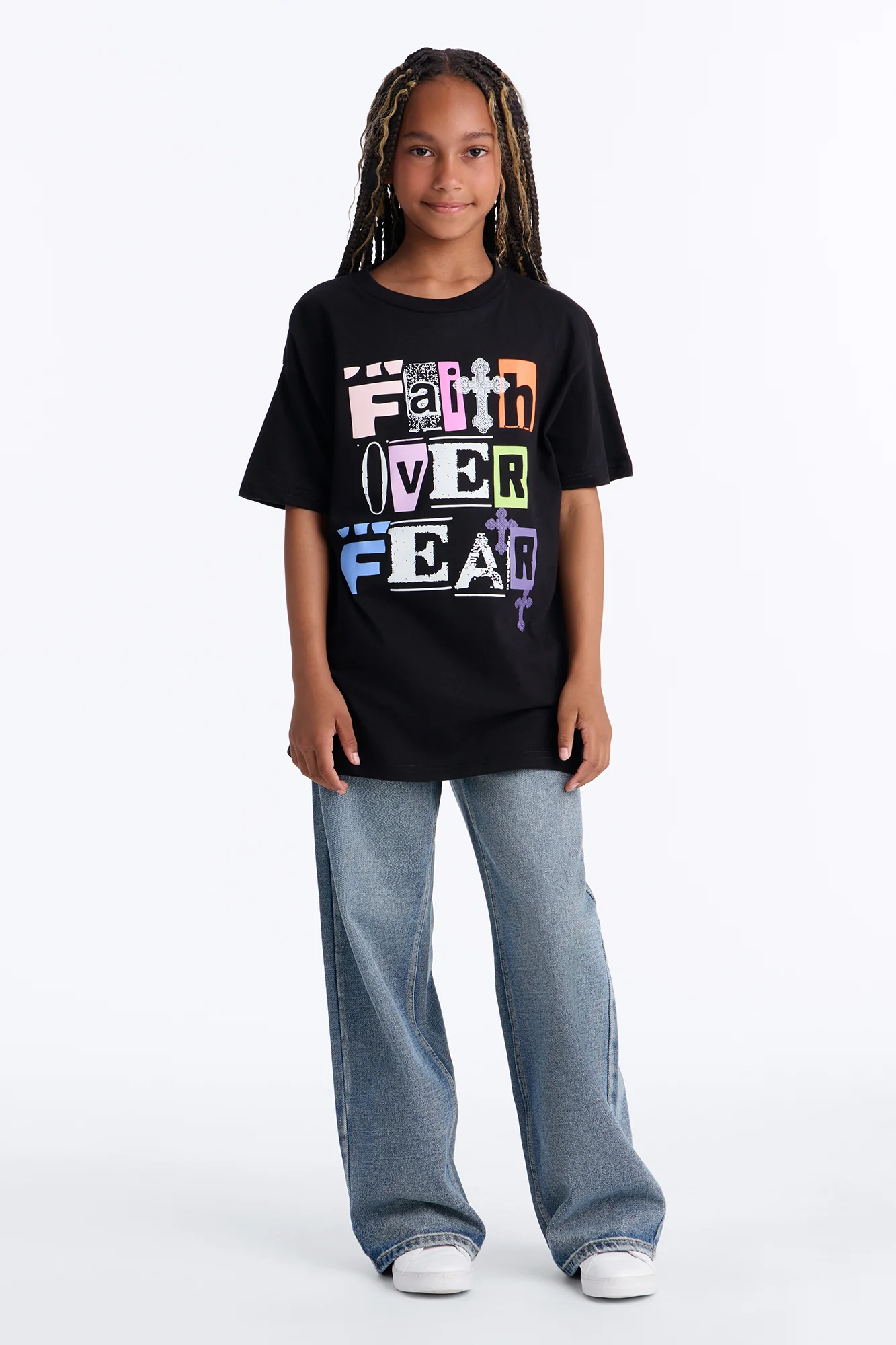 Mini Faith Over Fear Forever Short Sleeve Tee - Black - Image 2