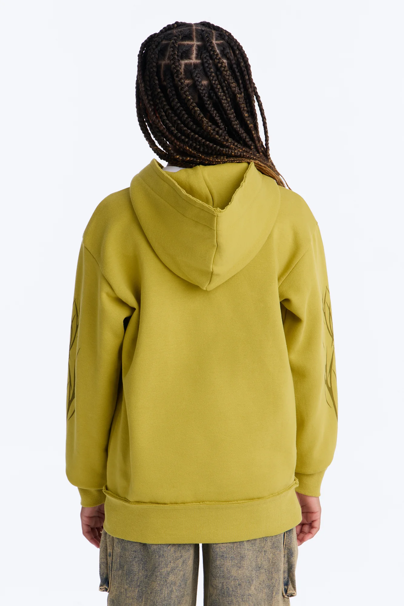 Mini Fearless Club Washed Fleece Hoodie - Chartreuse - Image 4