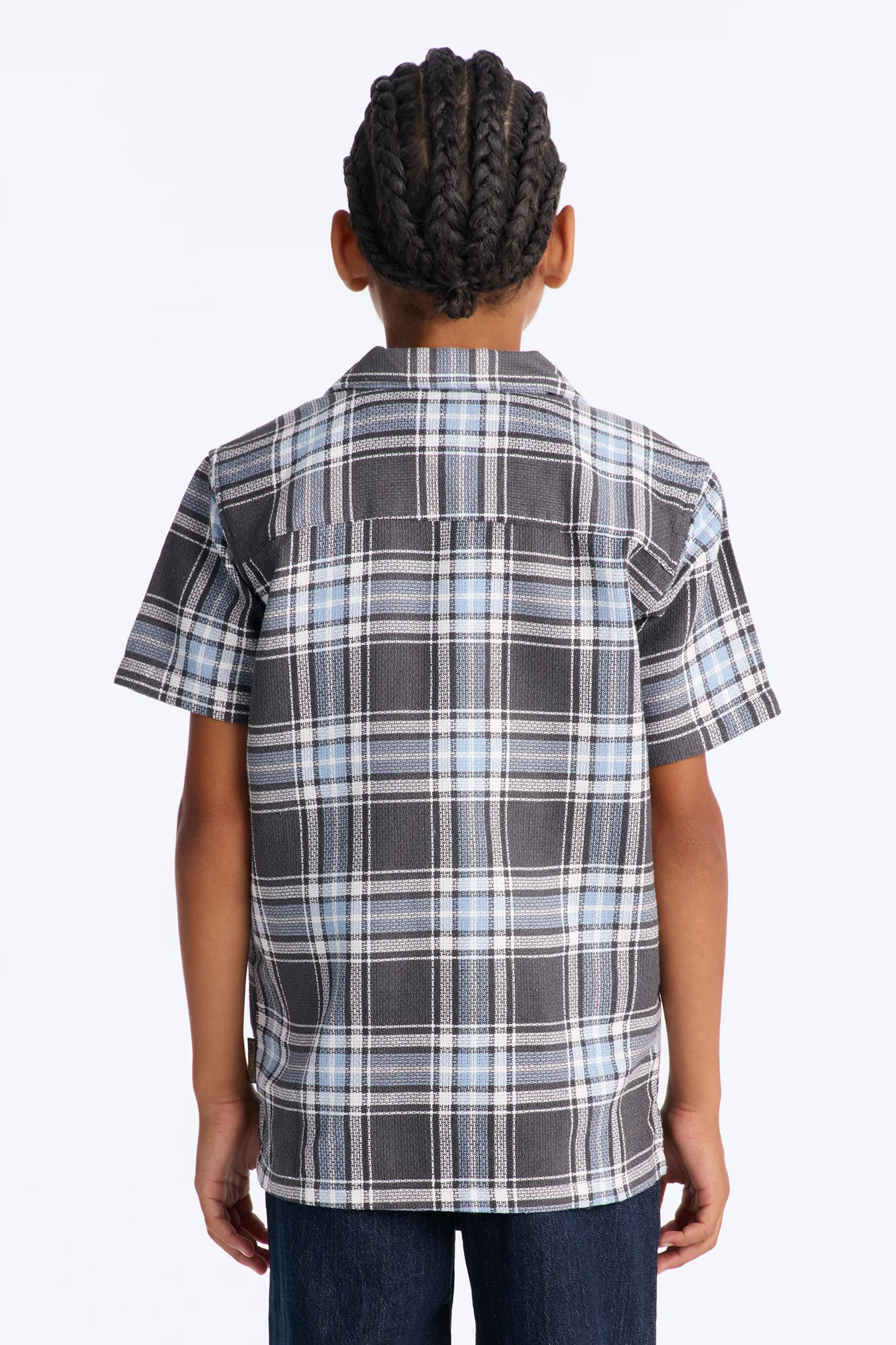 Mini Feeling This Plaid Button Down Shirt - Navy/combo - Image 4