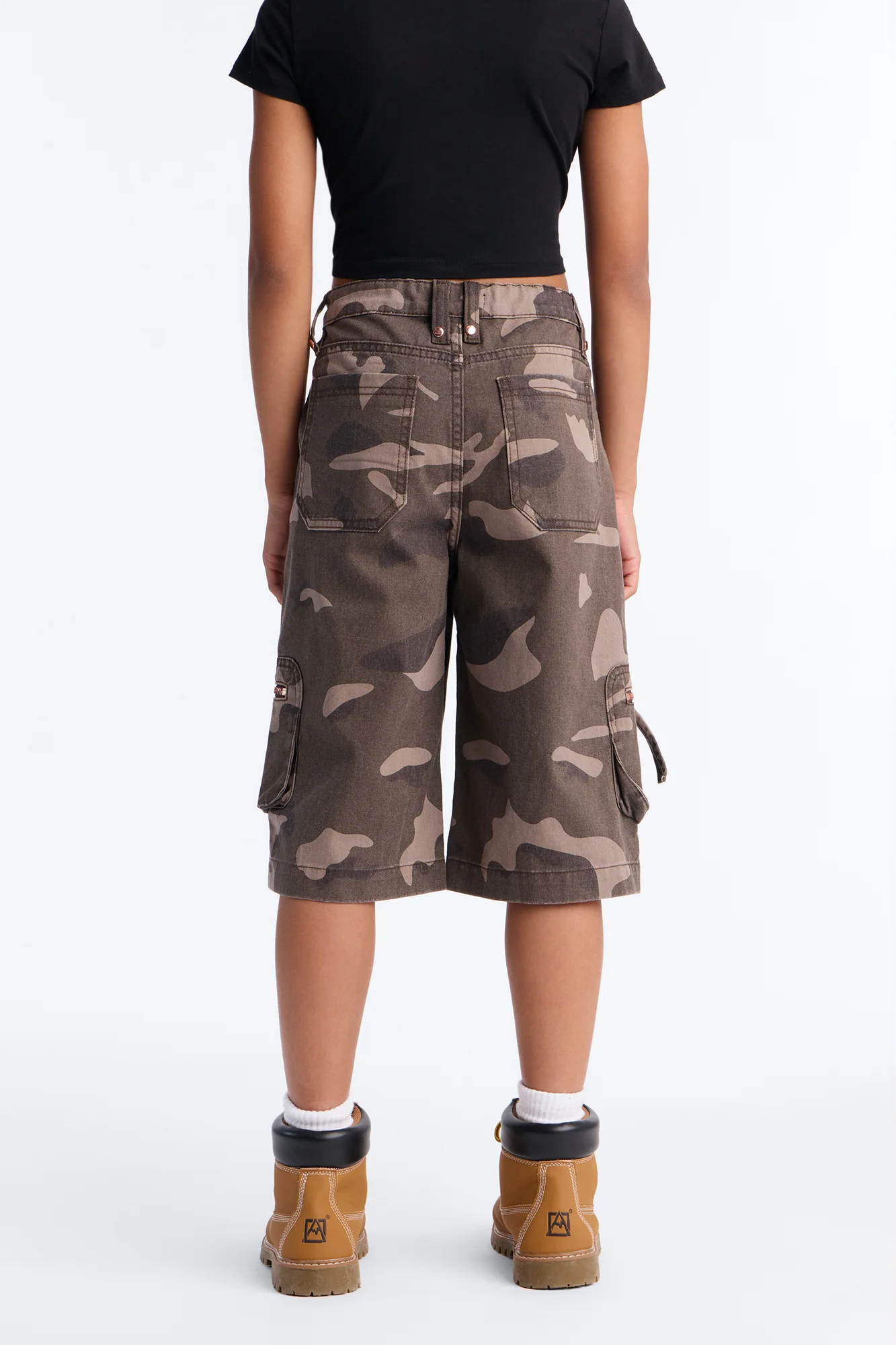 Mini Fit To Serve Camo Cargo Denim Jorts - Brown/combo - Image 3