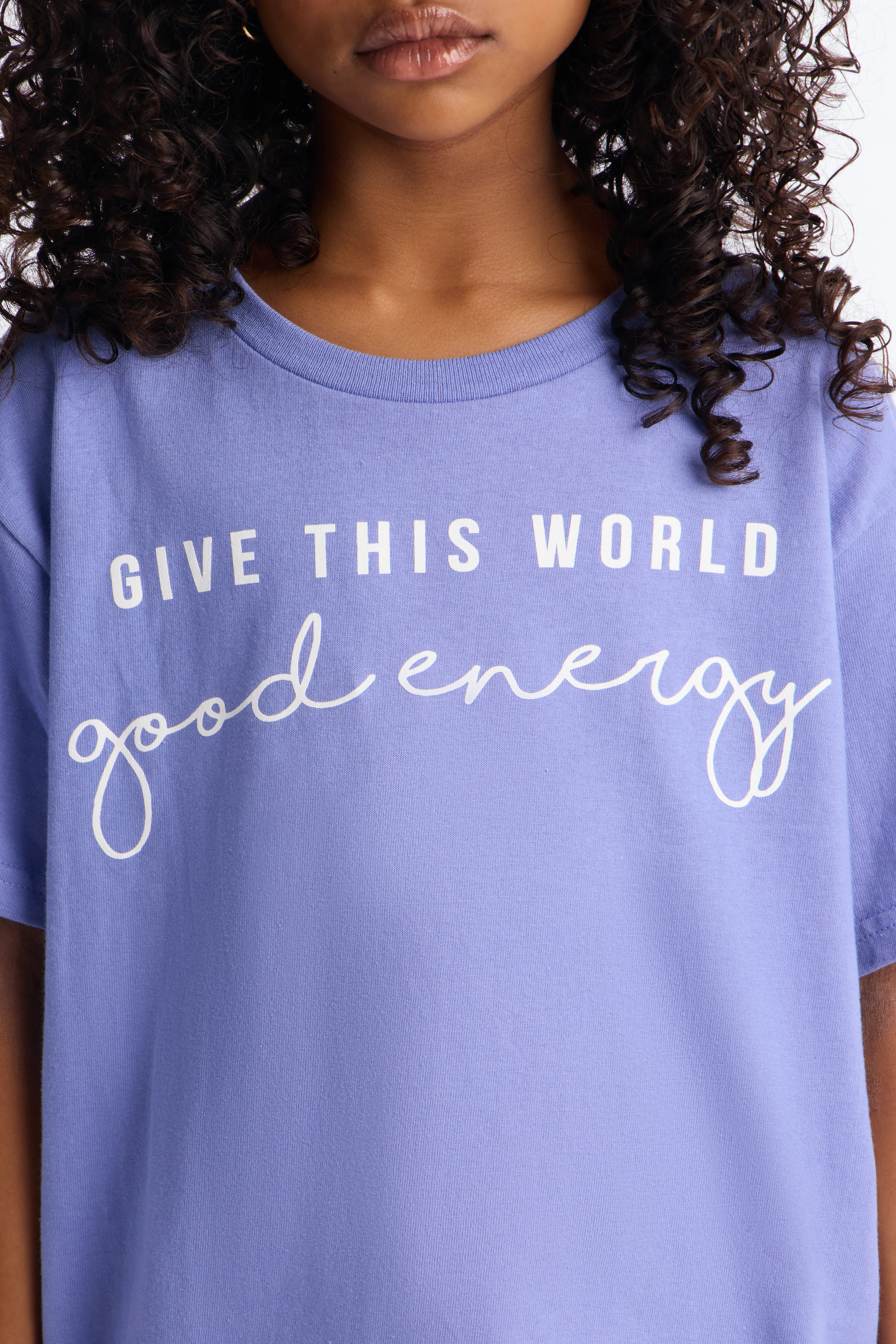 Mini Give This World Good Energy Short Sleeve Tee - Lavender - Image 3