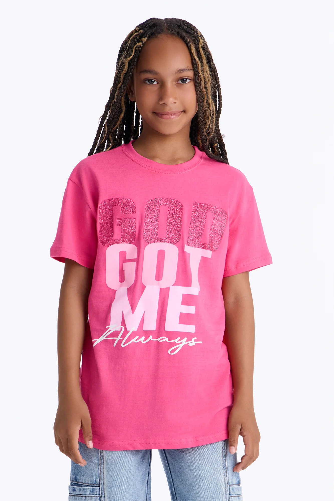 Mini God Got Me Always Short Sleeve Tee - Pink