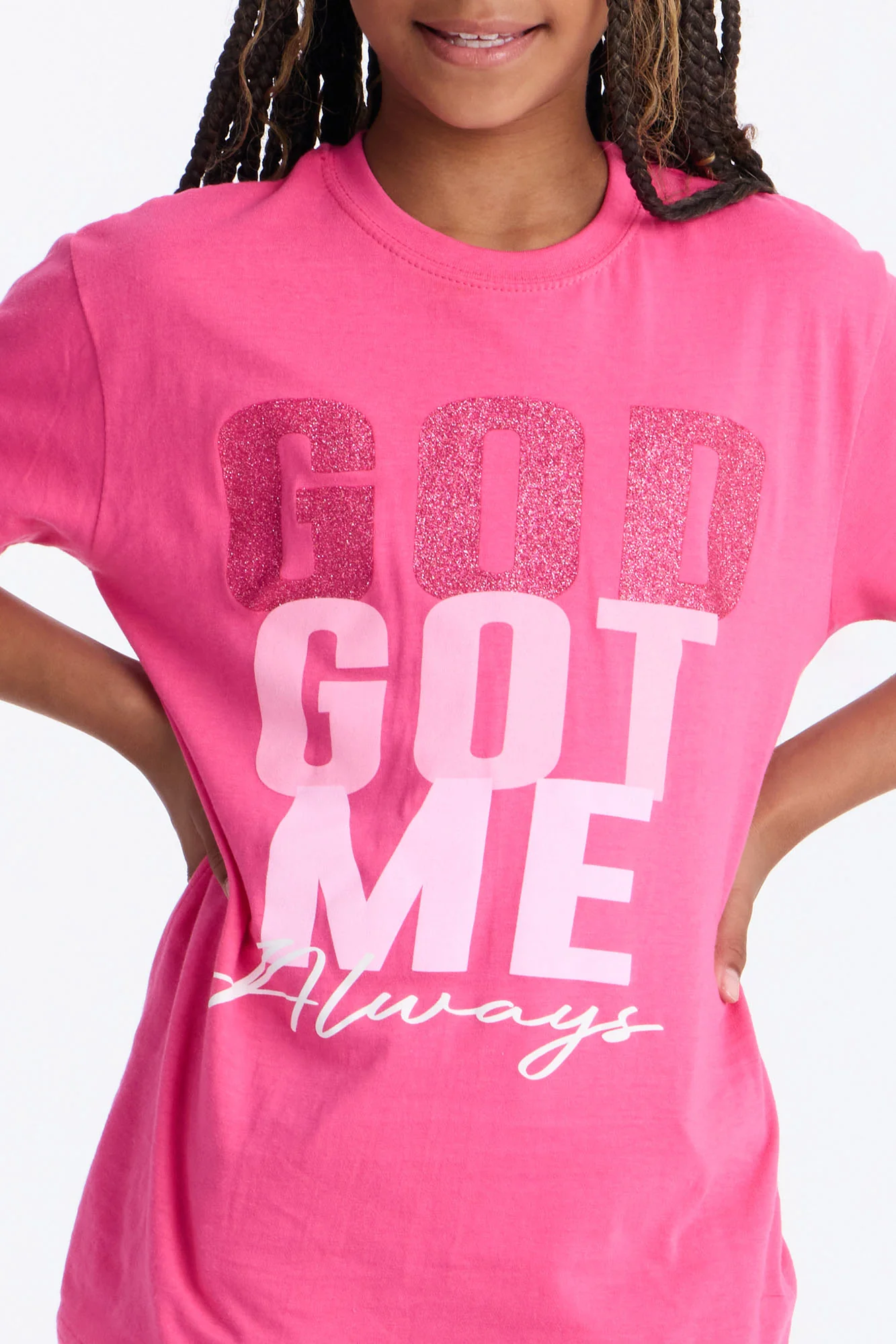 Mini God Got Me Always Short Sleeve Tee - Pink - Image 3