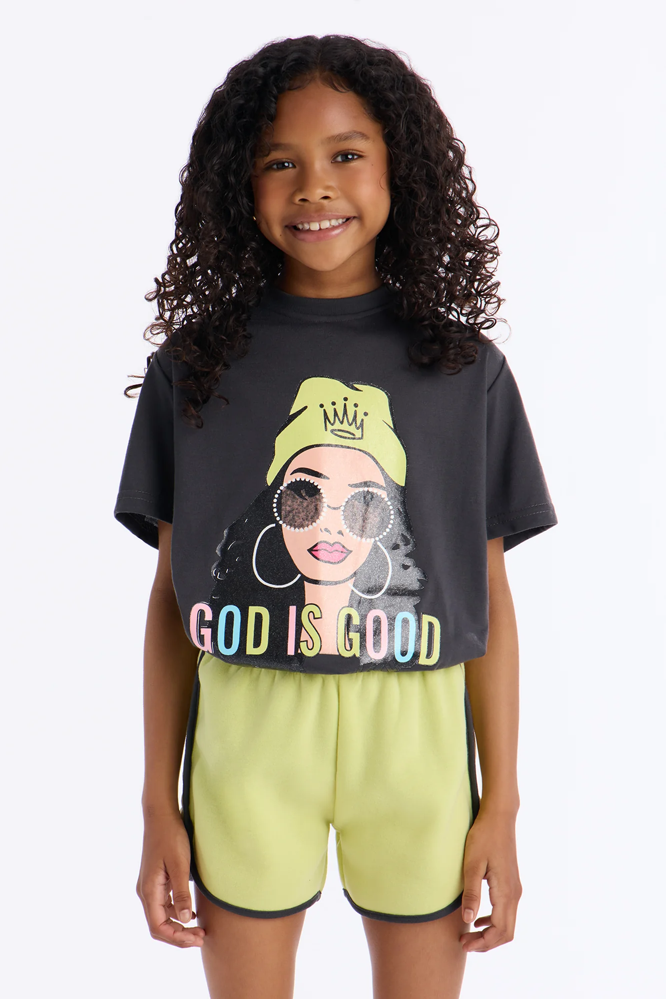 Mini God Is Good Short Set - Yellow/combo - Image 2