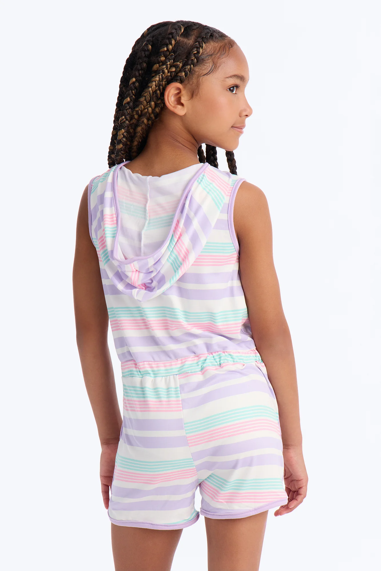 Mini Gorgeous Day Hooded Romper - Purple/combo - Image 4