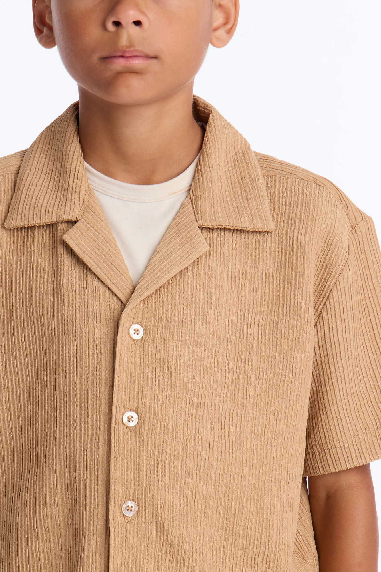 Mini Had To Notice Textured Button Down Shirt - Khaki - Image 3