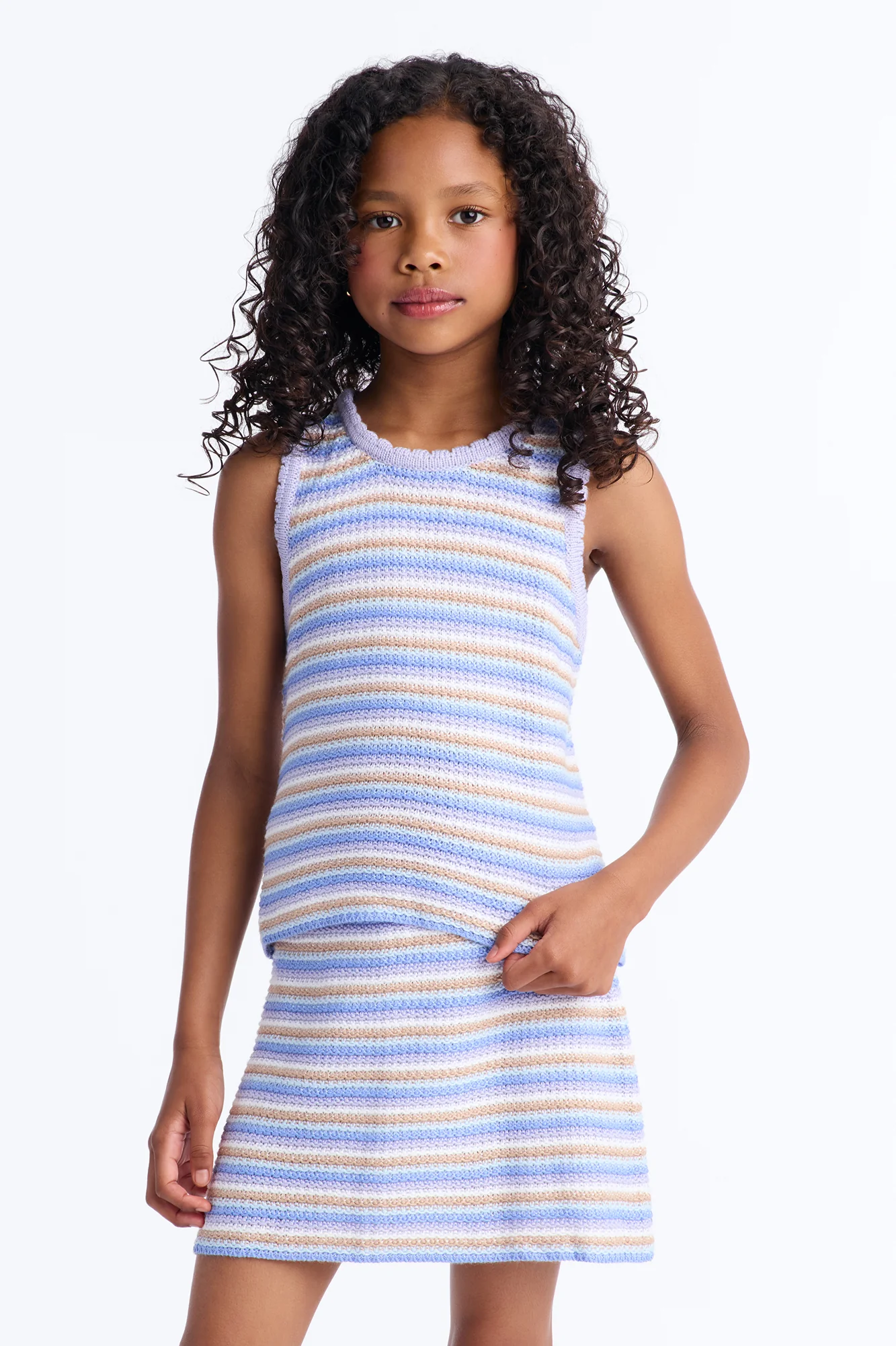 Mini Happy To Be Me Striped Skirt Set - Blue/combo - Image 2