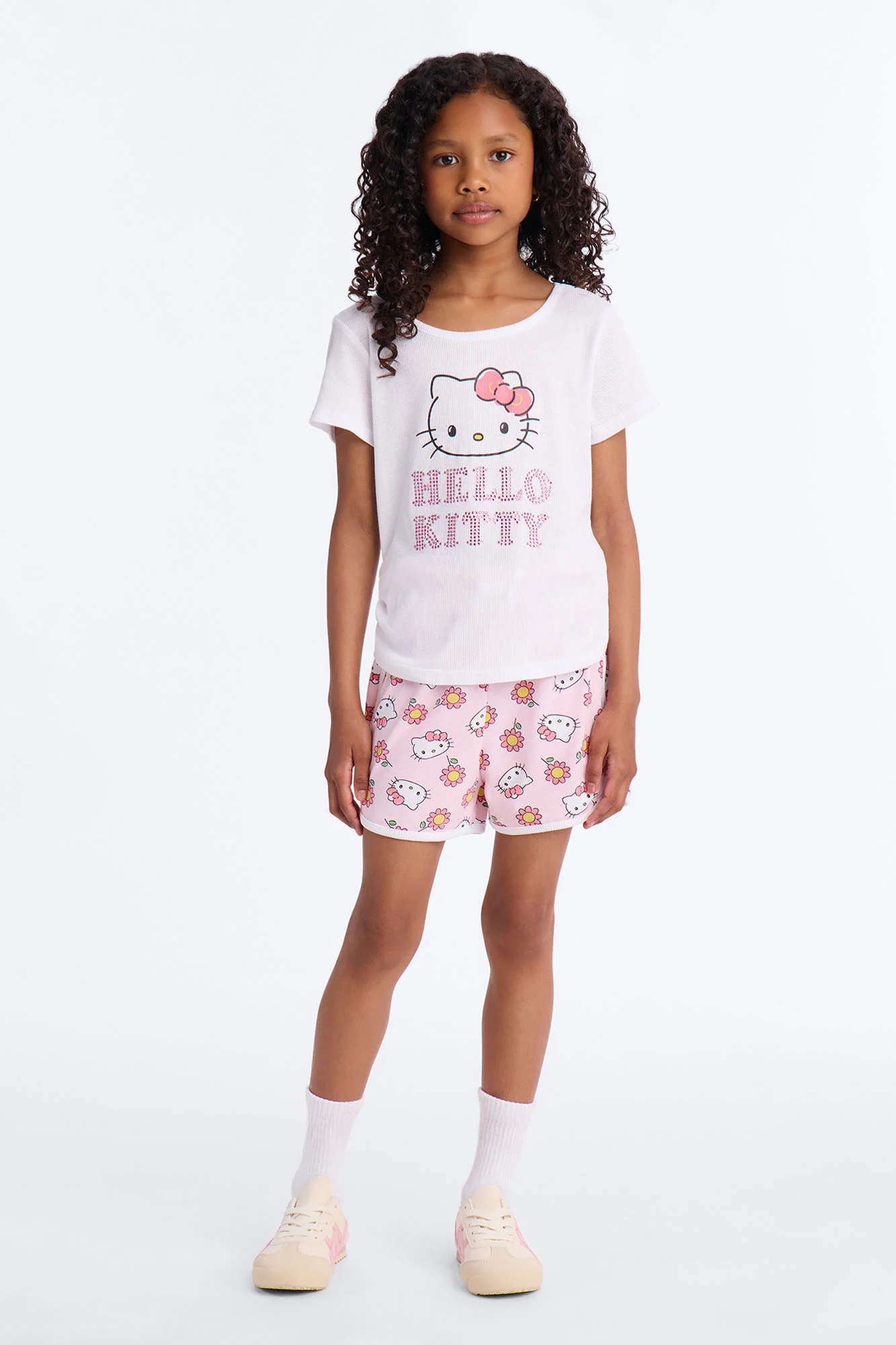 Mini Hello Kitty Fabulous Flowers Short Set - White/Pink