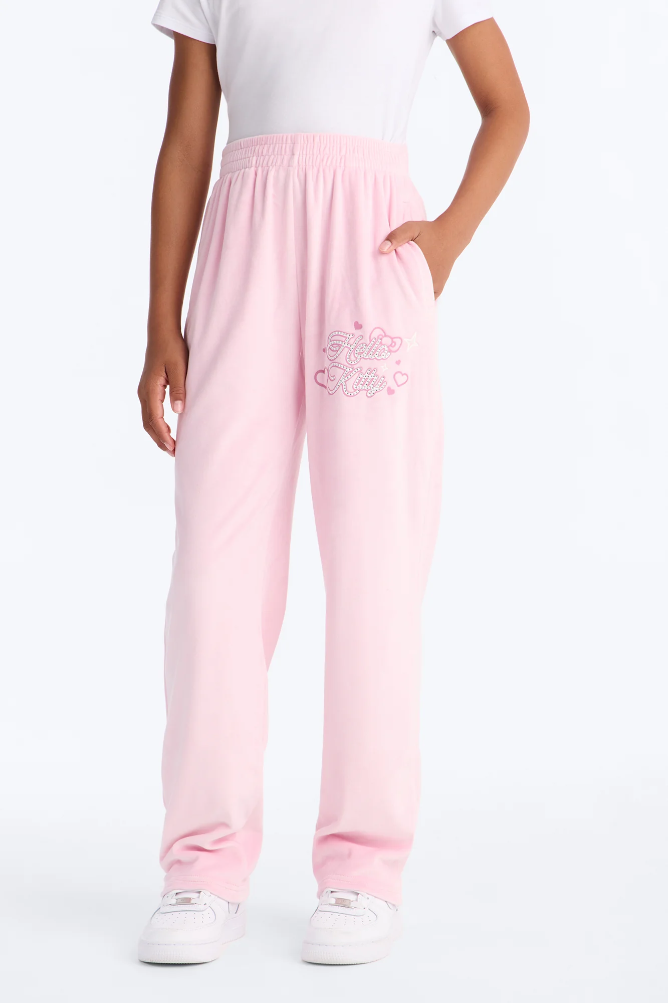 Mini Hello Kitty Love Velour Wide Leg Pant - Pink - Image 2