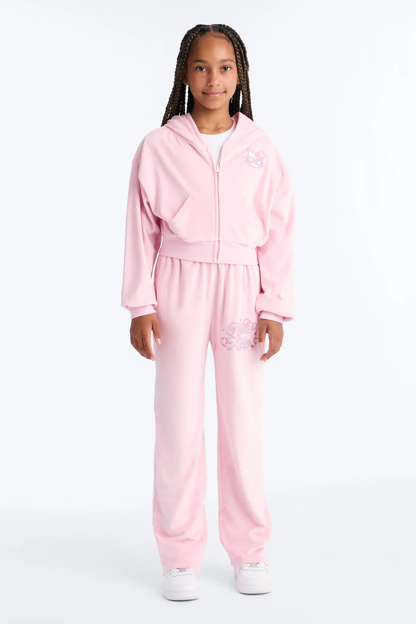 Mini Hello Kitty Love Velour Zip Hoodie - Pink - Image 2