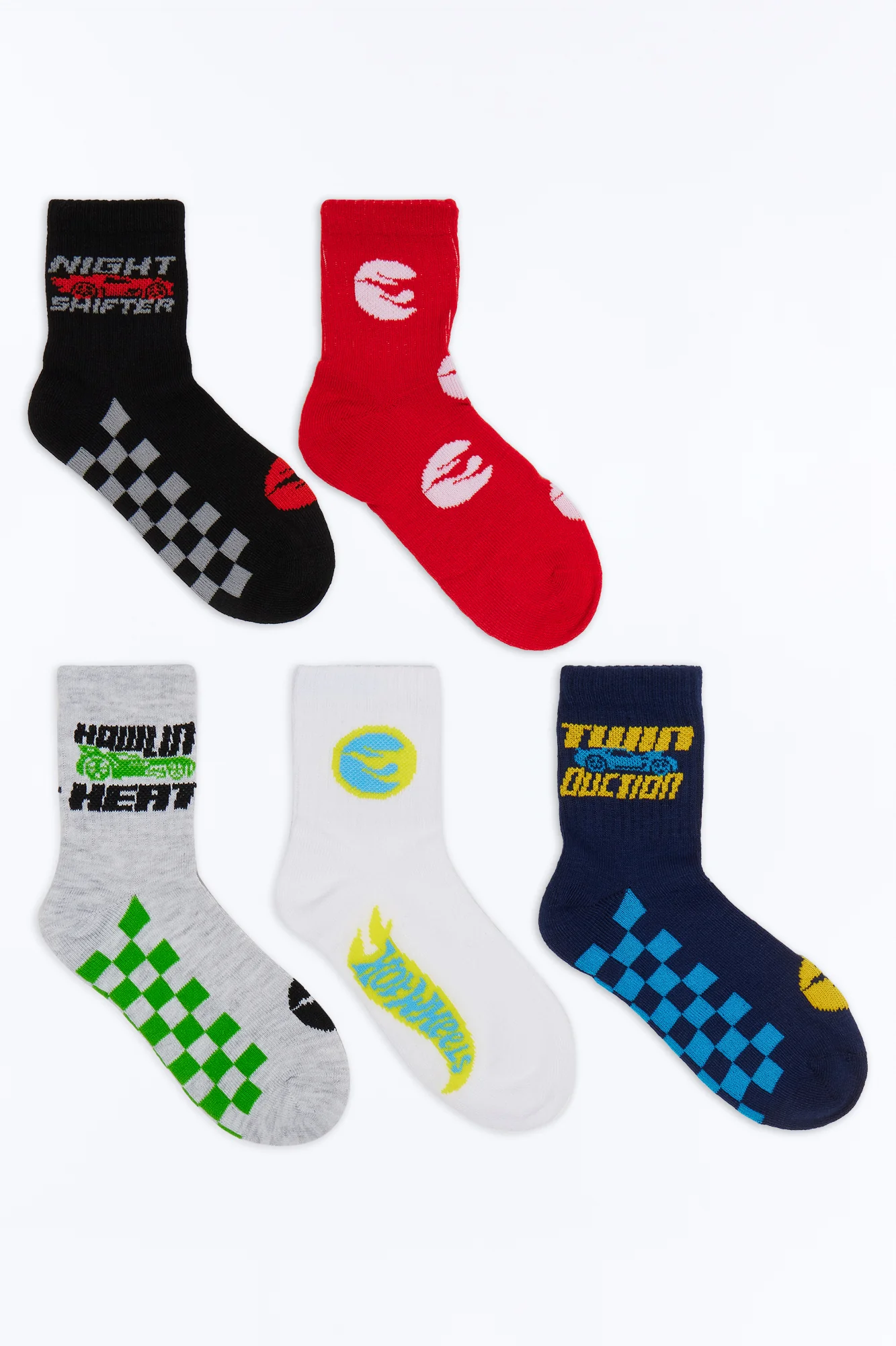 Mini Hot Wheels Night Shifter 5 Pack Crew Socks - Blue/combo