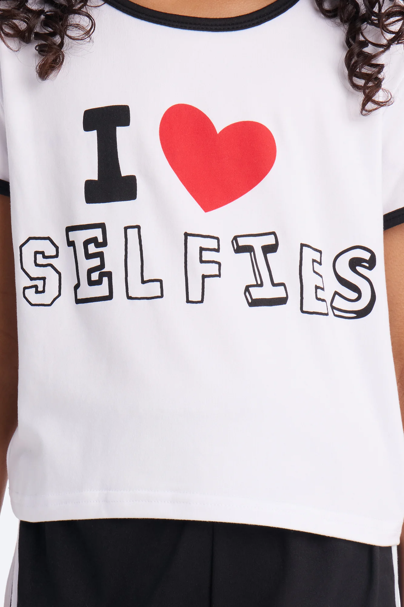 Mini I Heart Selfies Short Set - White/Black - Image 3