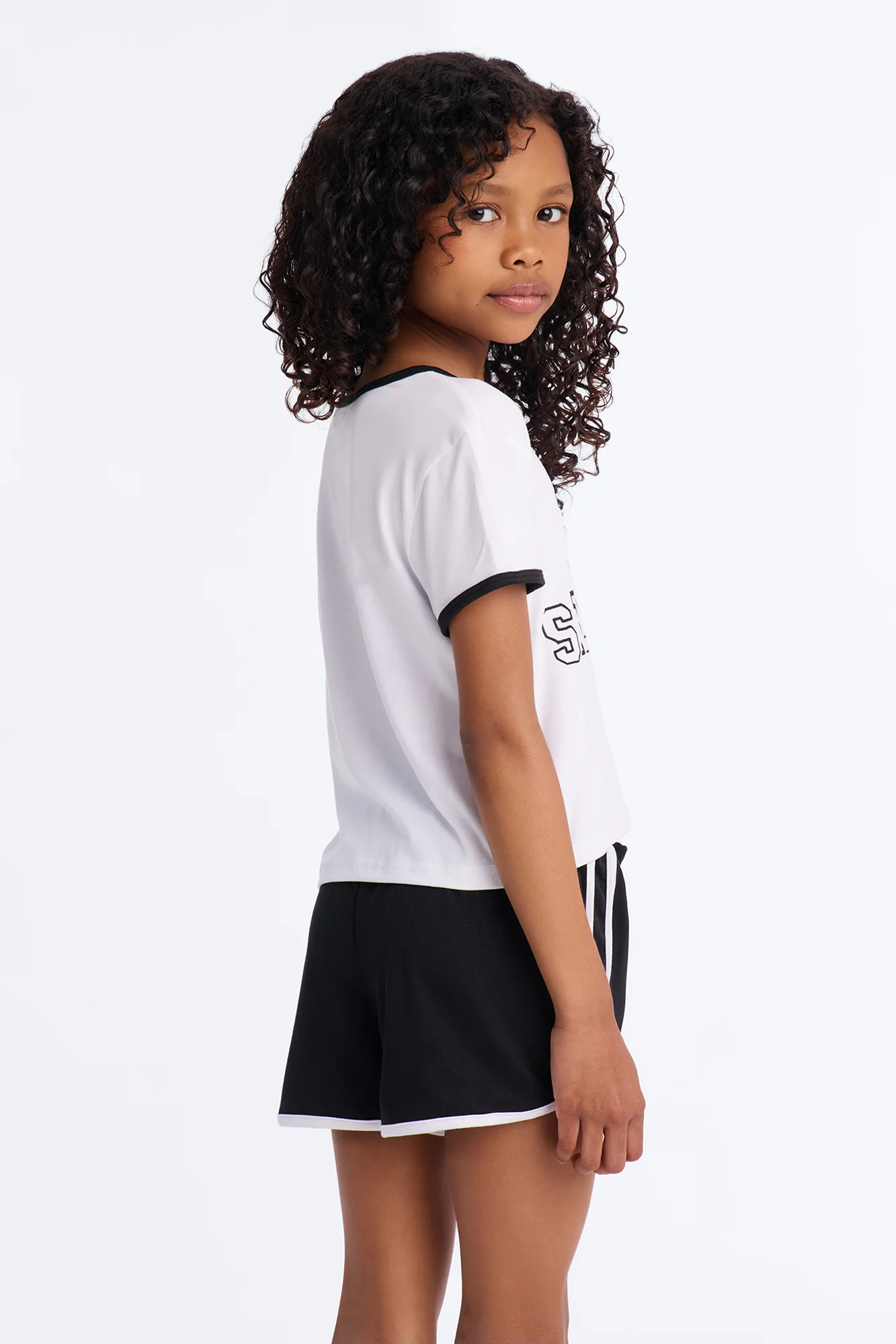 Mini I Heart Selfies Short Set - White/Black - Image 4