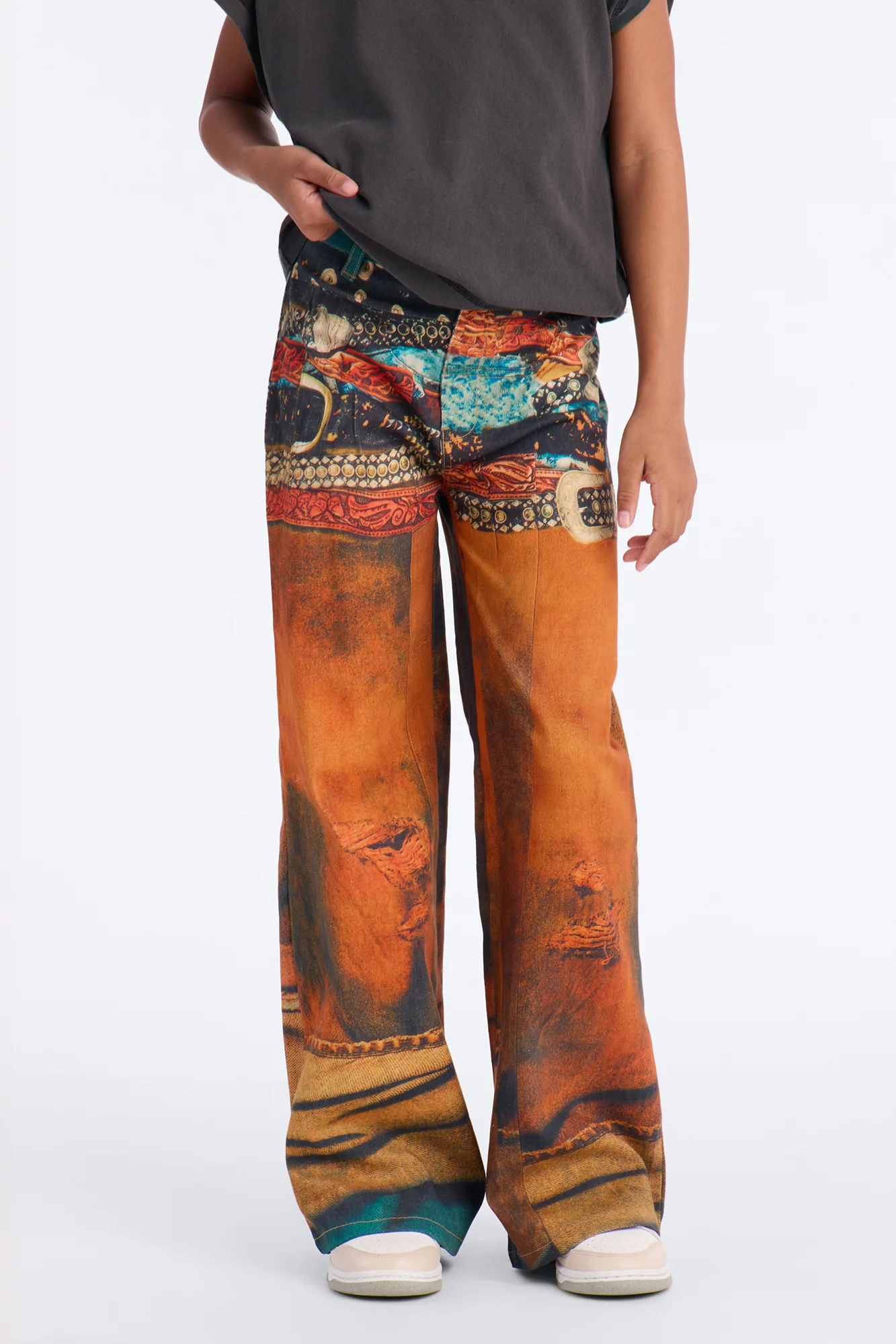 Mini Just Kidding Graphic Jeans - Orange/combo - Image 2