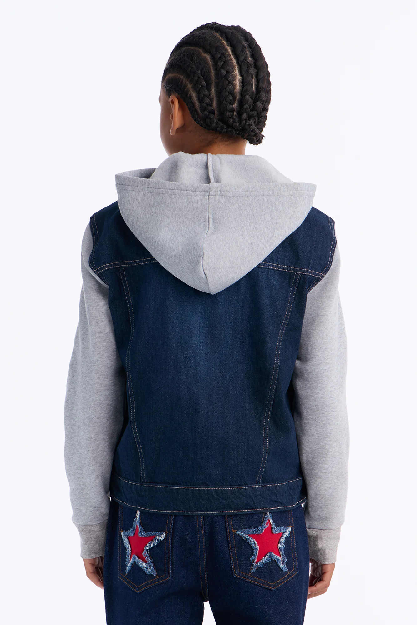 Mini Know For Sure Denim And Fleece Jacket - Medium Wash - Image 3