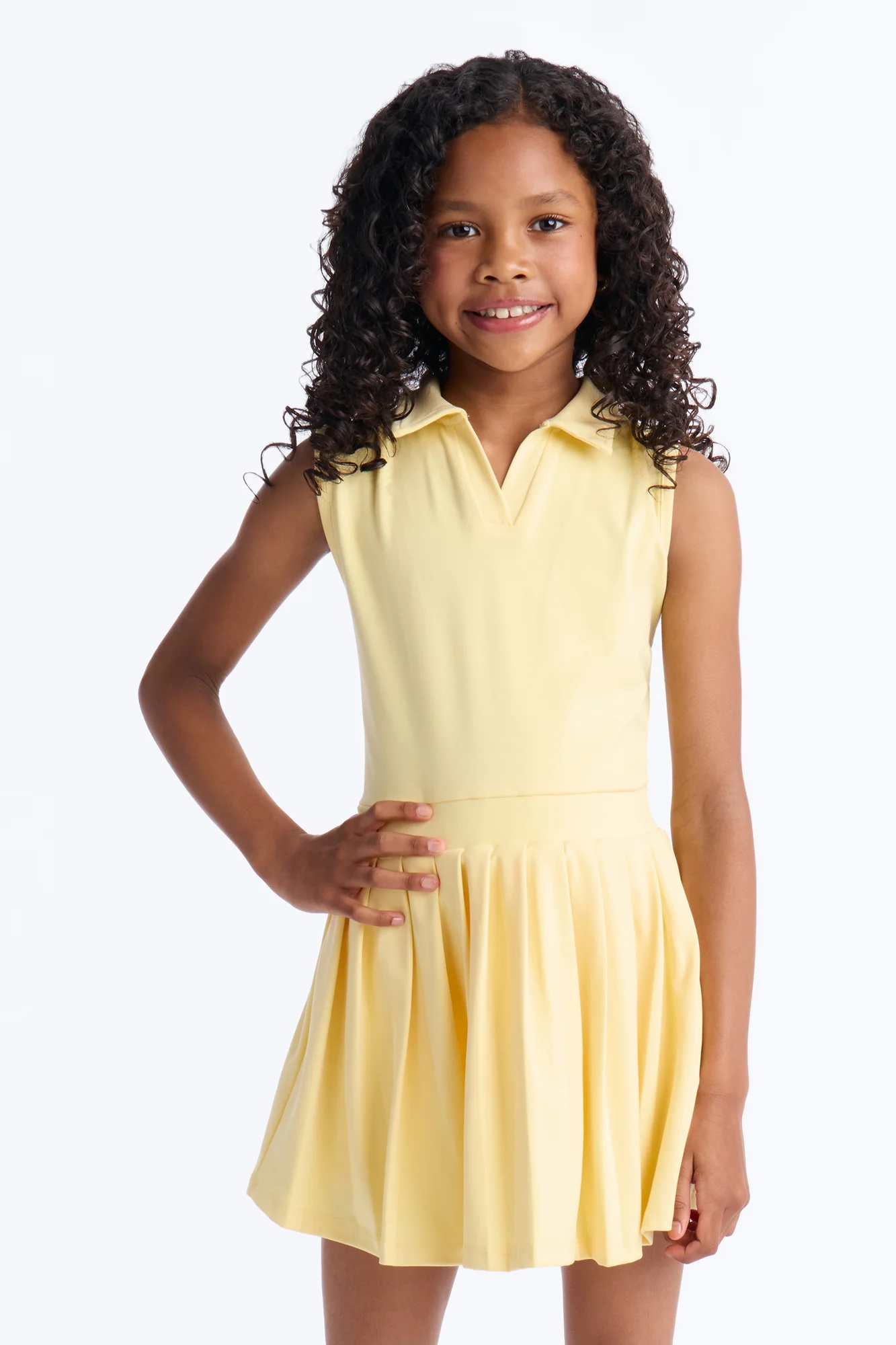 Mini Layla Active Polo Dress - Yellow - Image 2