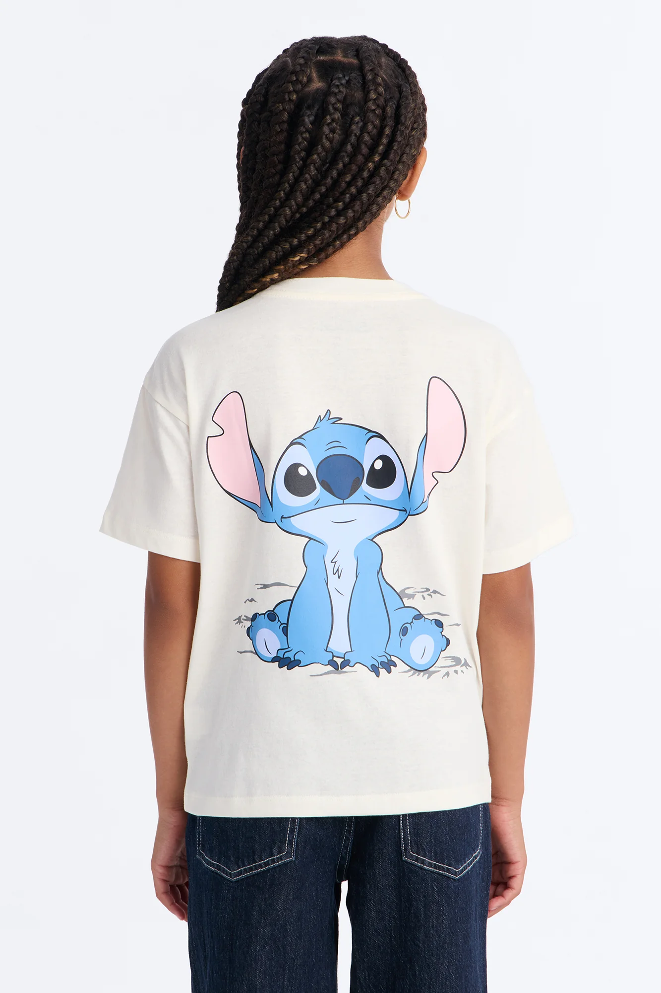 Mini Lilo And Stitch Ohana Front/Back Short Sleeve Tee - Ivory