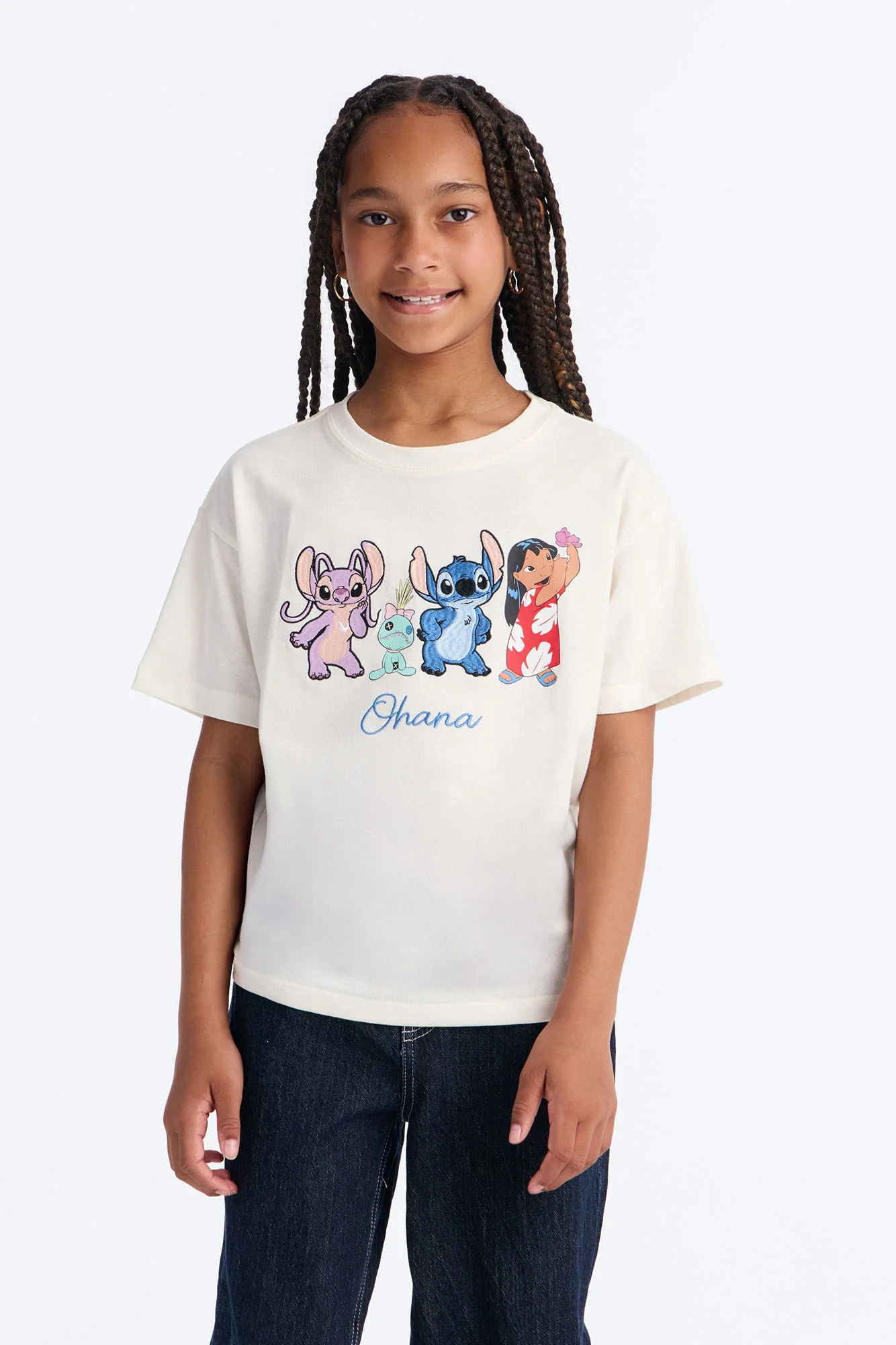 Mini Lilo And Stitch Ohana Front/Back Short Sleeve Tee - Ivory - Image 2