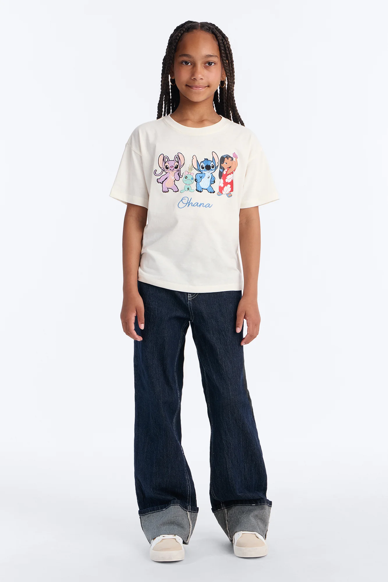 Mini Lilo And Stitch Ohana Front/Back Short Sleeve Tee - Ivory - Image 3
