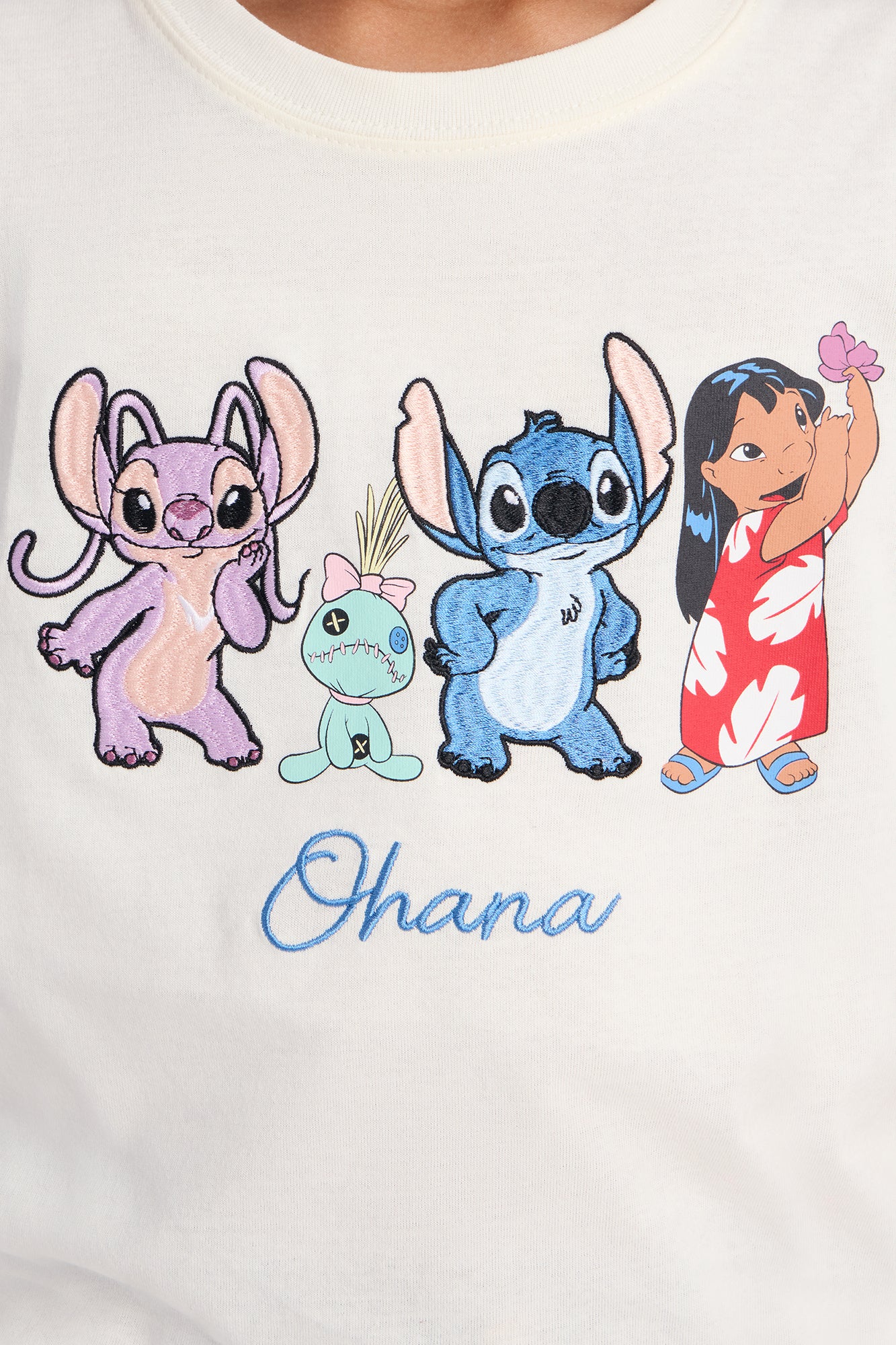Mini Lilo And Stitch Ohana Front/Back Short Sleeve Tee - Ivory - Image 4