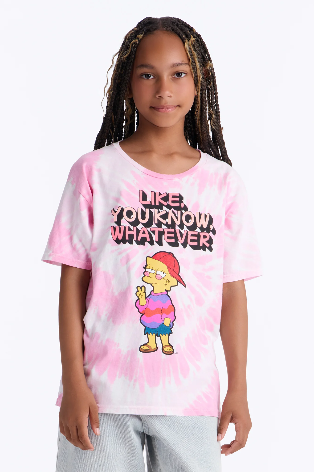 Mini Lisa Simpson Like Whatever Short Sleeve Tee - Pink/combo
