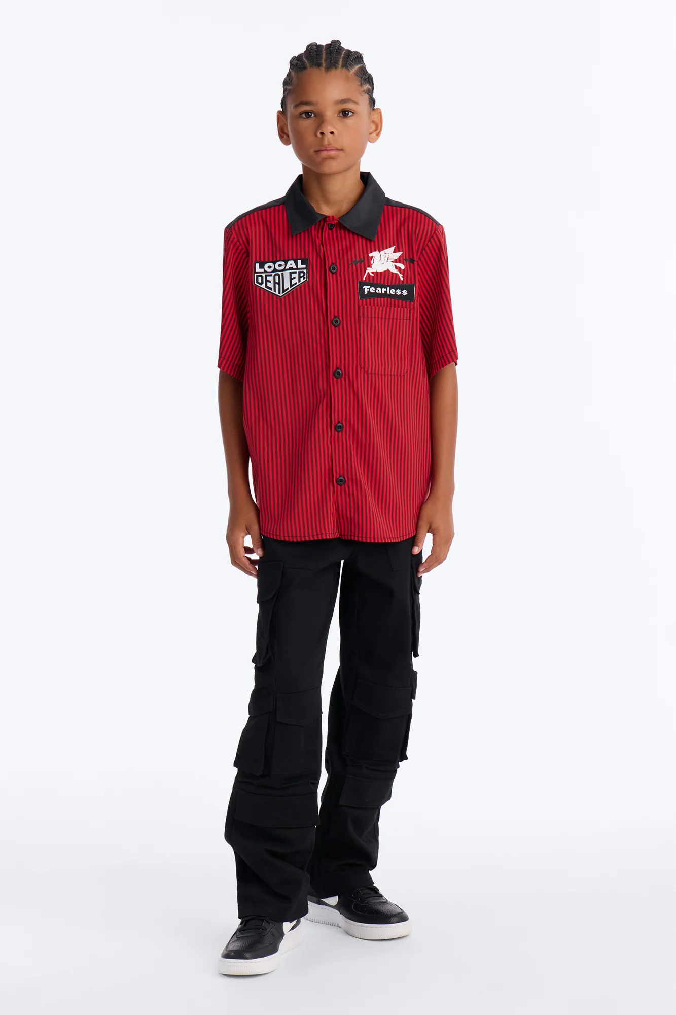 Mini Local Dealer Striped Button Up Shirt - Red - Image 2