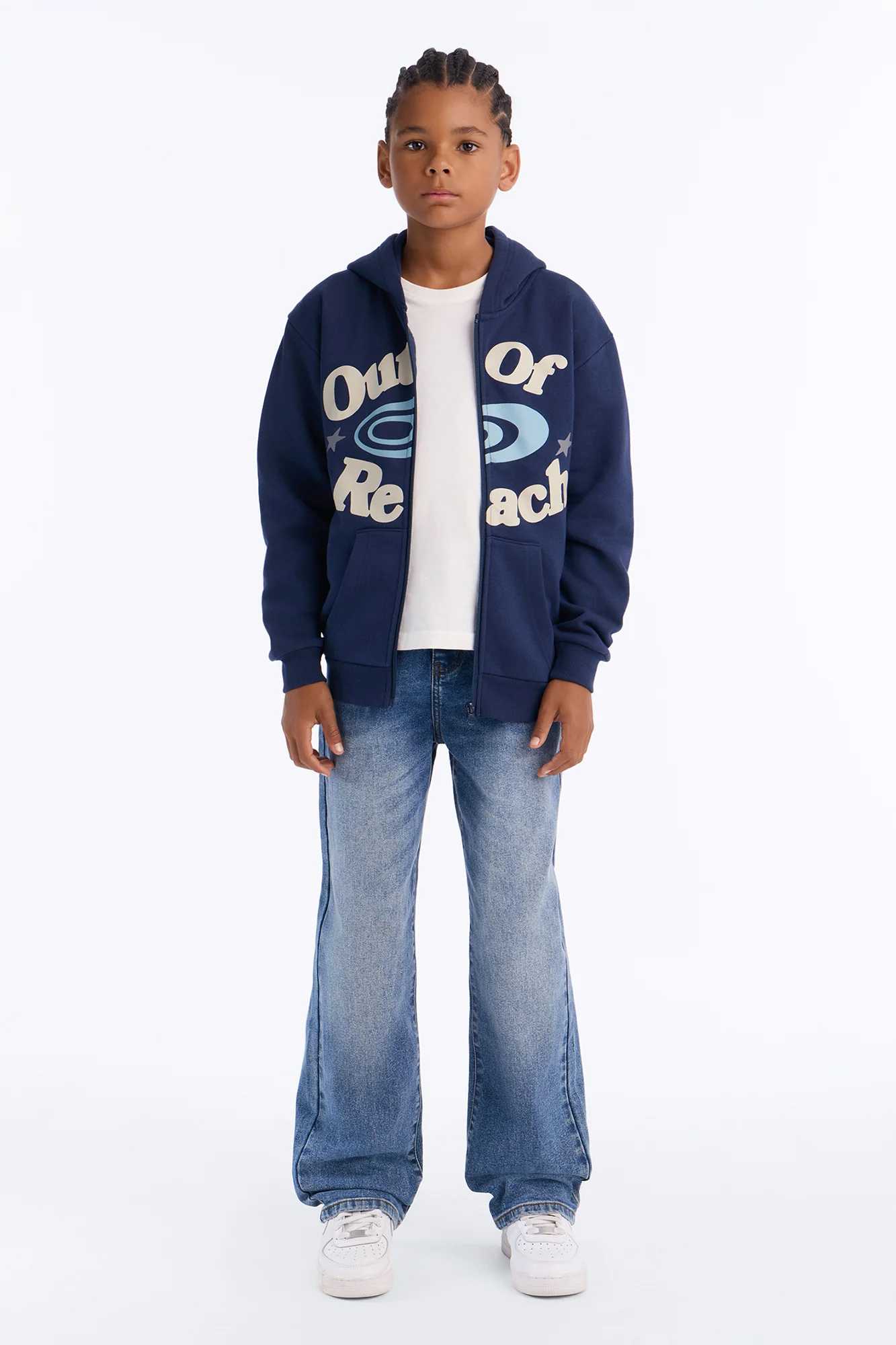 Mini Lost In Space Zip Up Hoodie - Navy - Image 2