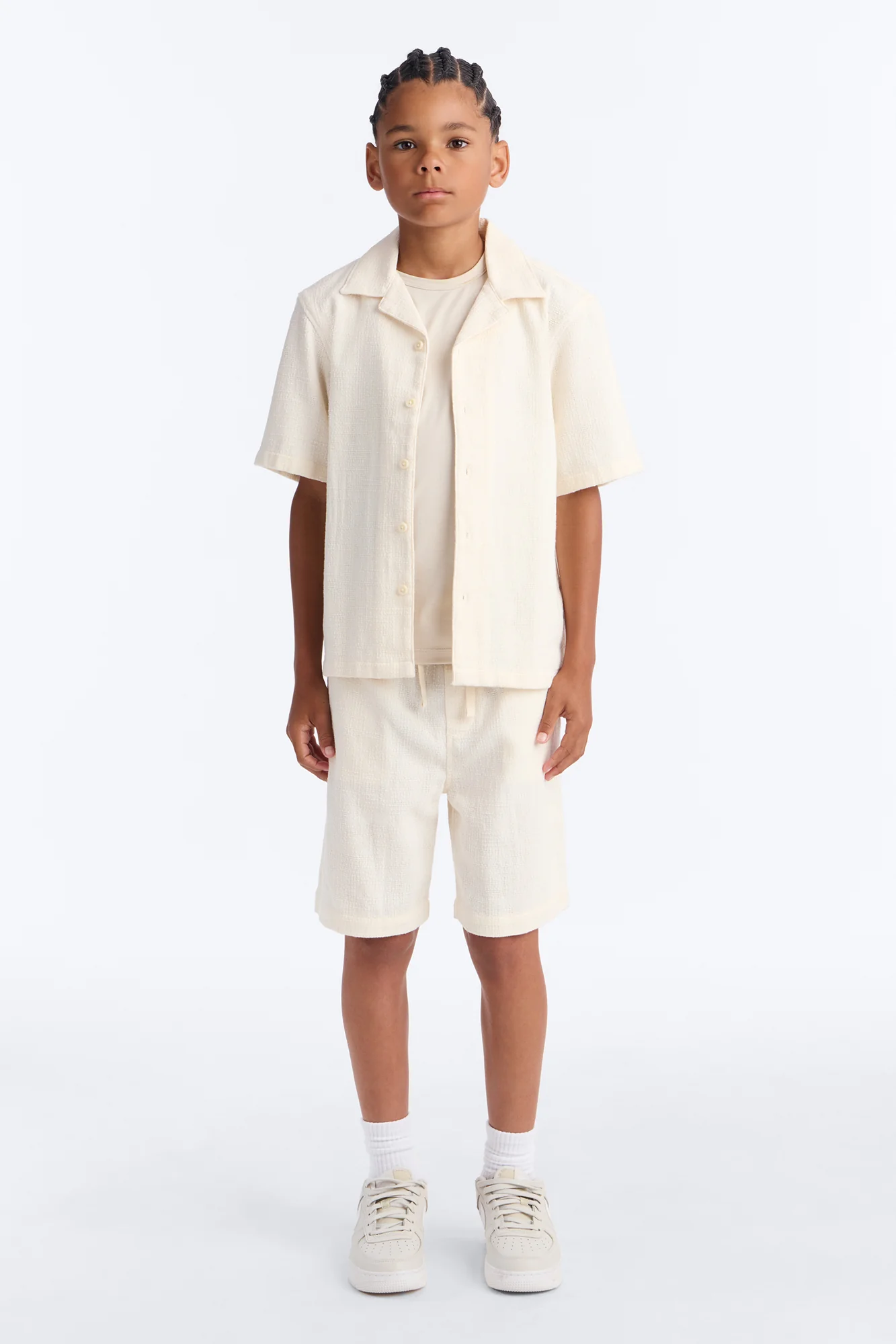 Mini Made History Textured Shorts - Cream