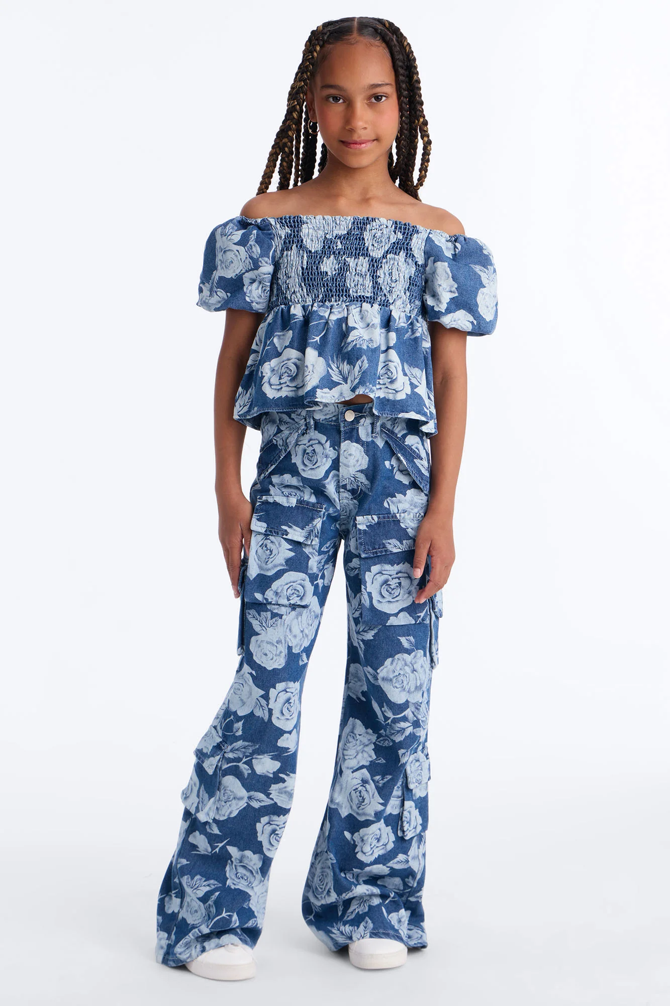 Mini Means Everything To Me Printed Cargo Jeans - Blue