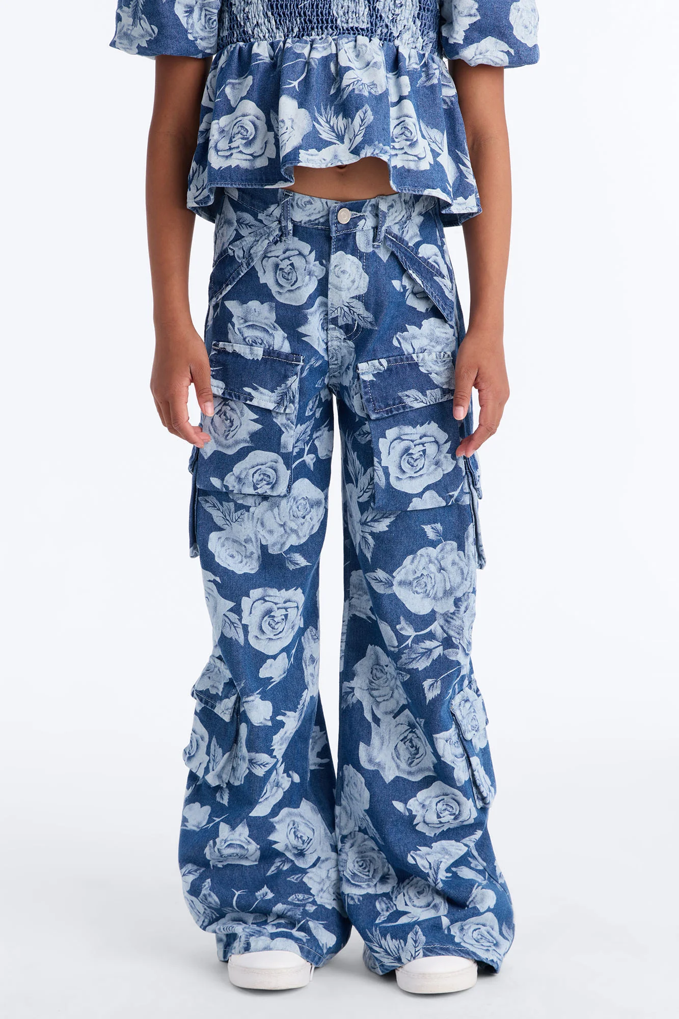 Mini Means Everything To Me Printed Cargo Jeans - Blue - Image 2