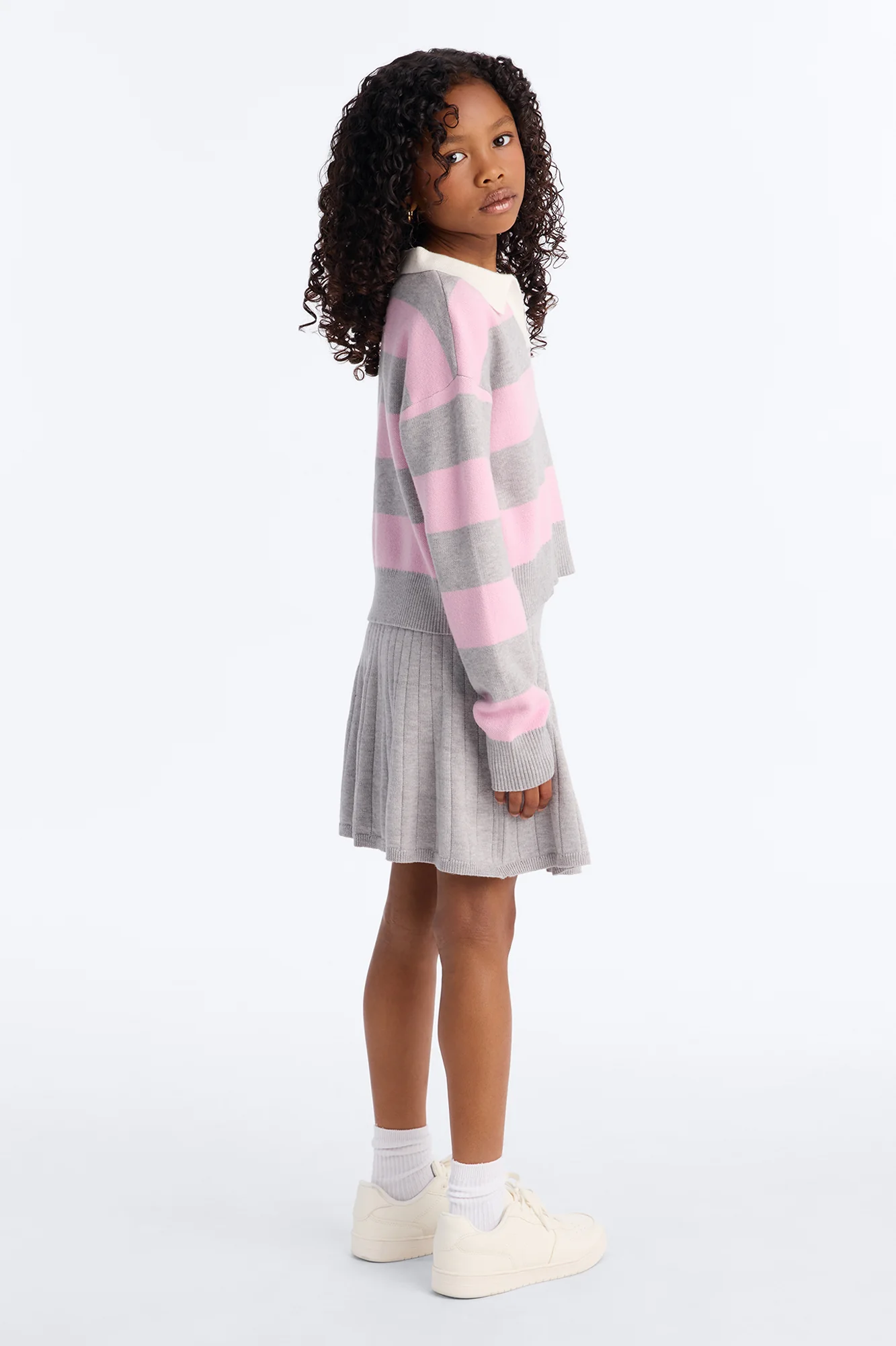 Mini My Imagination Pleated Skirt Set - Grey/combo - Image 3