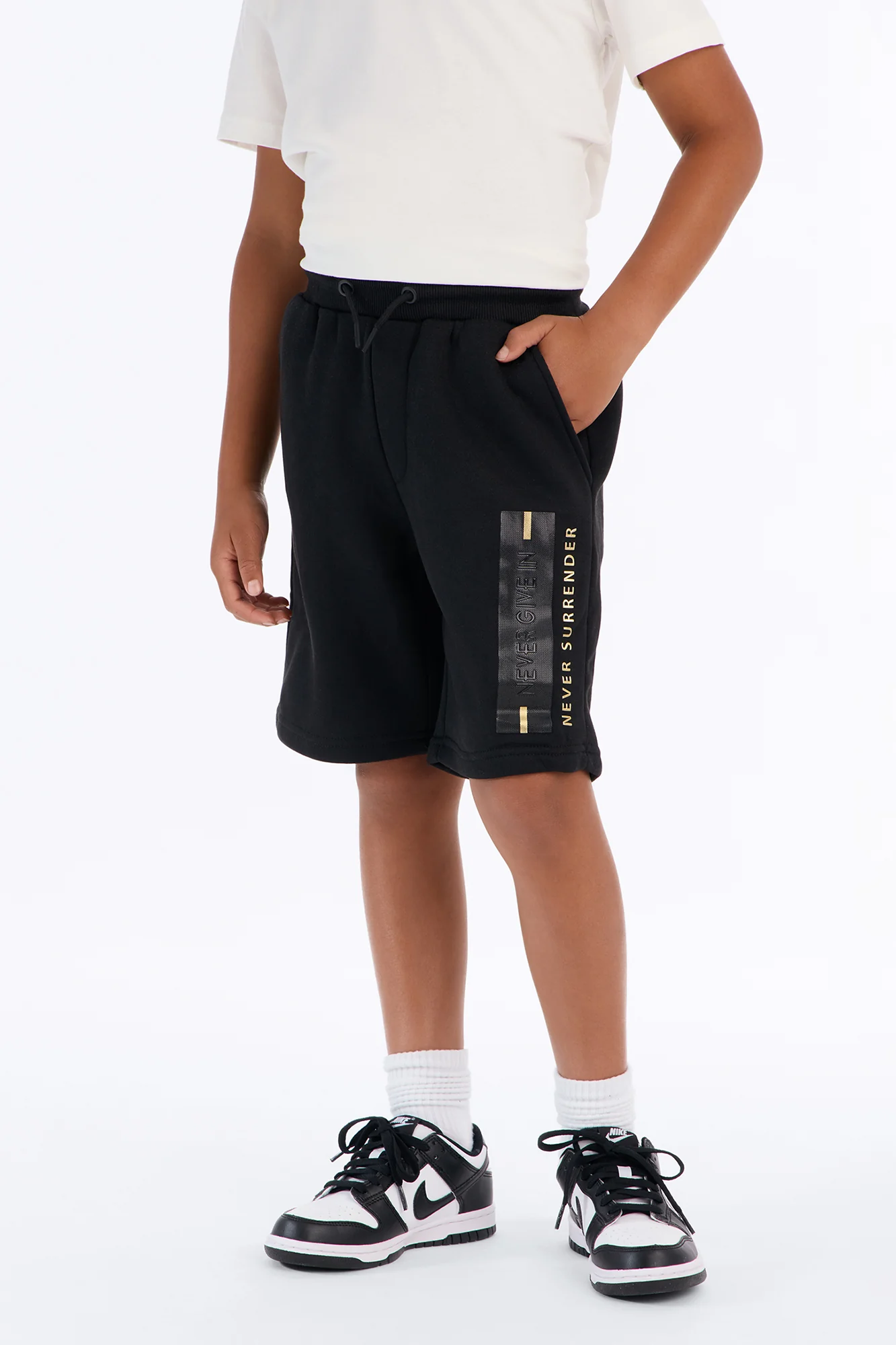 Mini Never Surrender Fleece Shorts - Black - Image 2